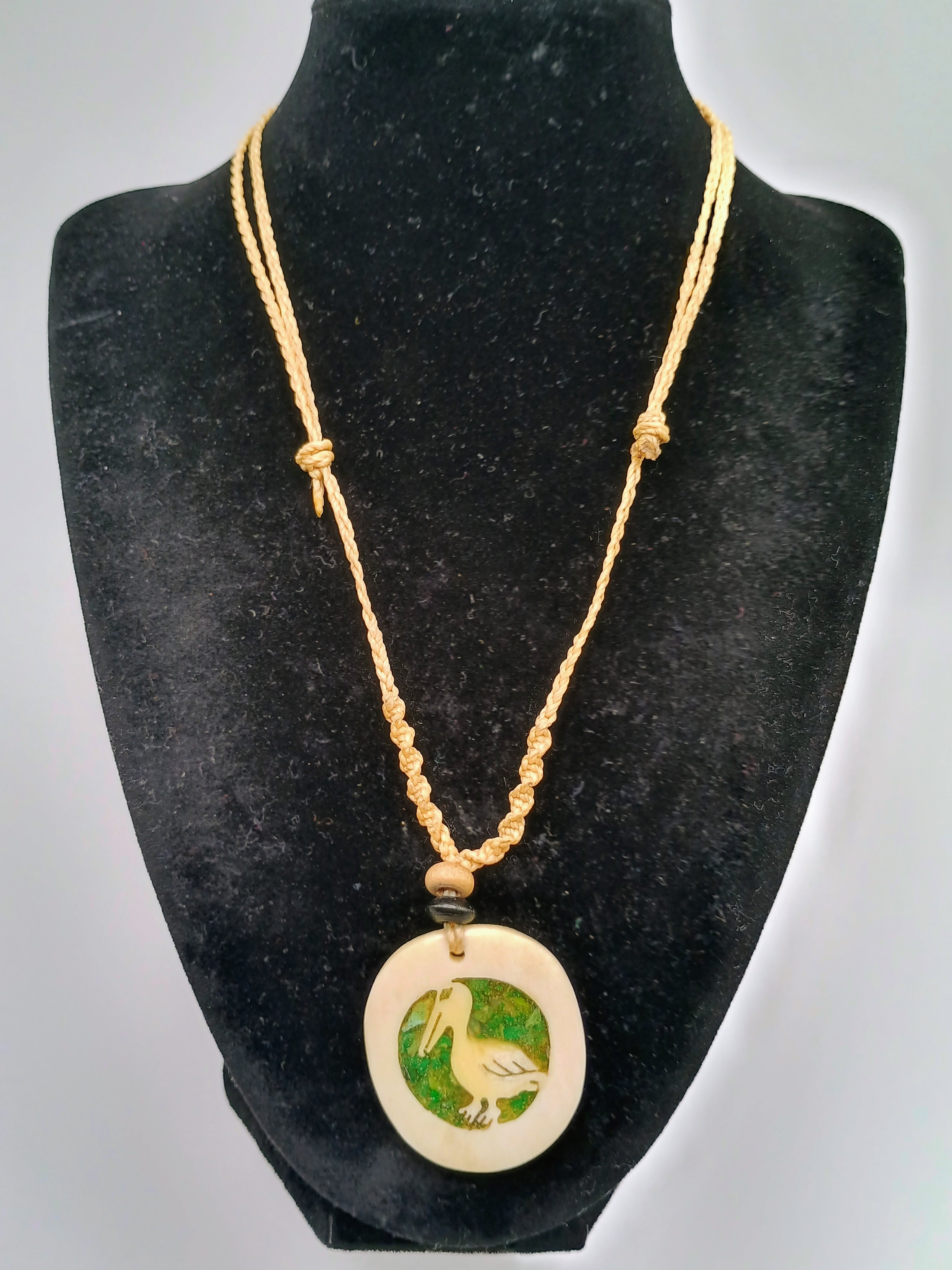 Hand-woven Macrame Necklace with Duck Pendant - Waterfowl