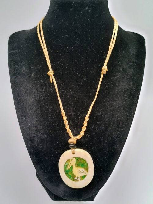 Hand-woven Macrame Necklace with Duck Pendant - Waterfowl
