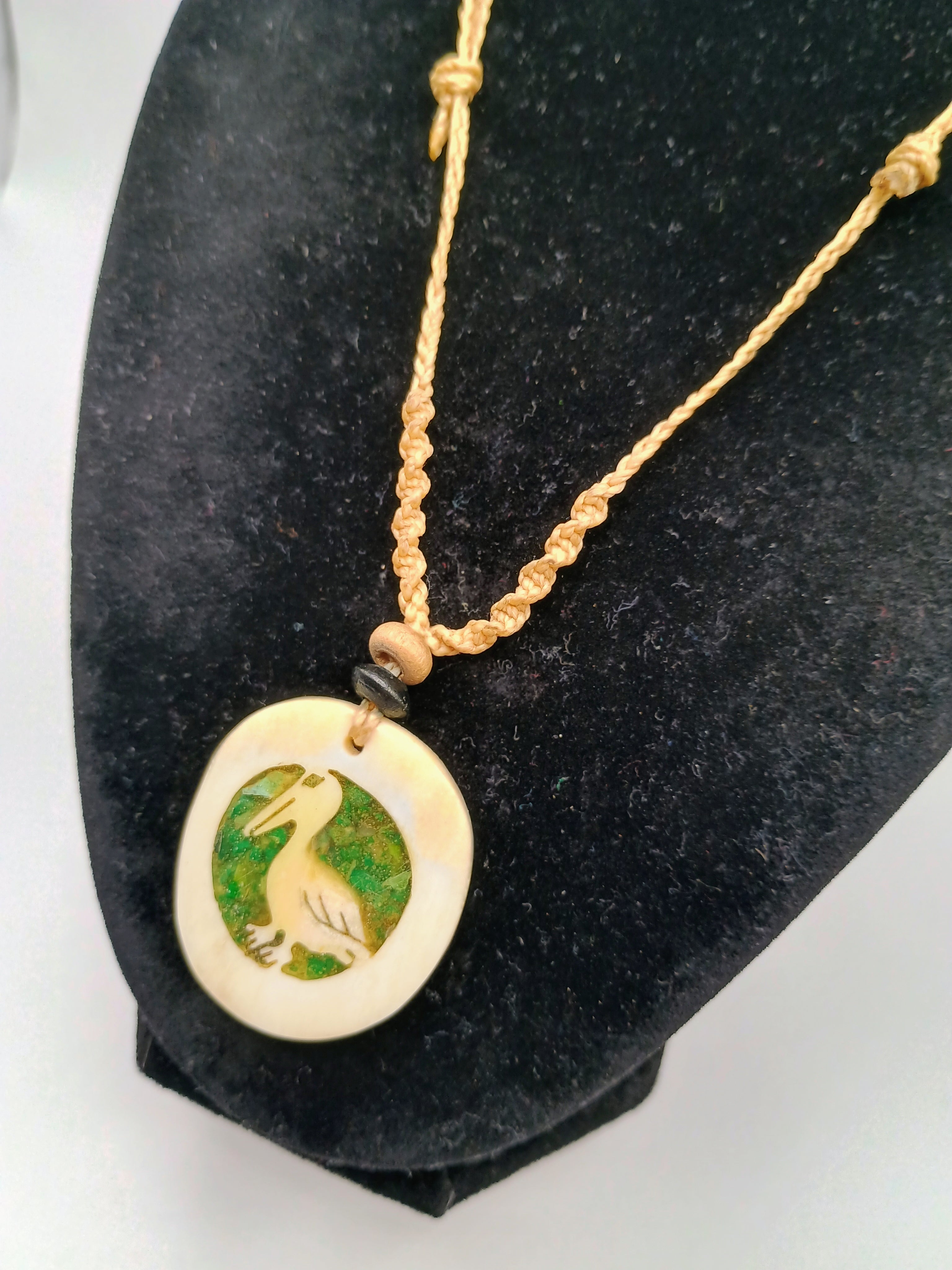 Hand-woven Macrame Necklace with Duck Pendant - Waterfowl