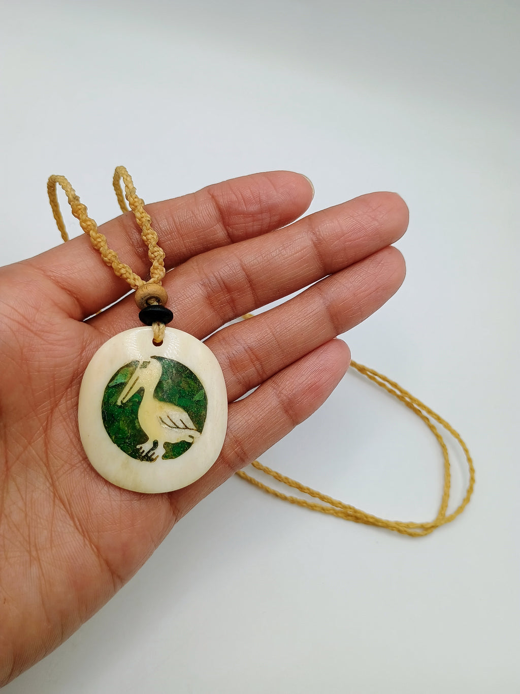 Hand-woven Macrame Necklace with Duck Pendant - Waterfowl