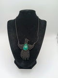 Handwoven Macrame Condor Necklace with Turquoise Stone, Andean Artisan Choker