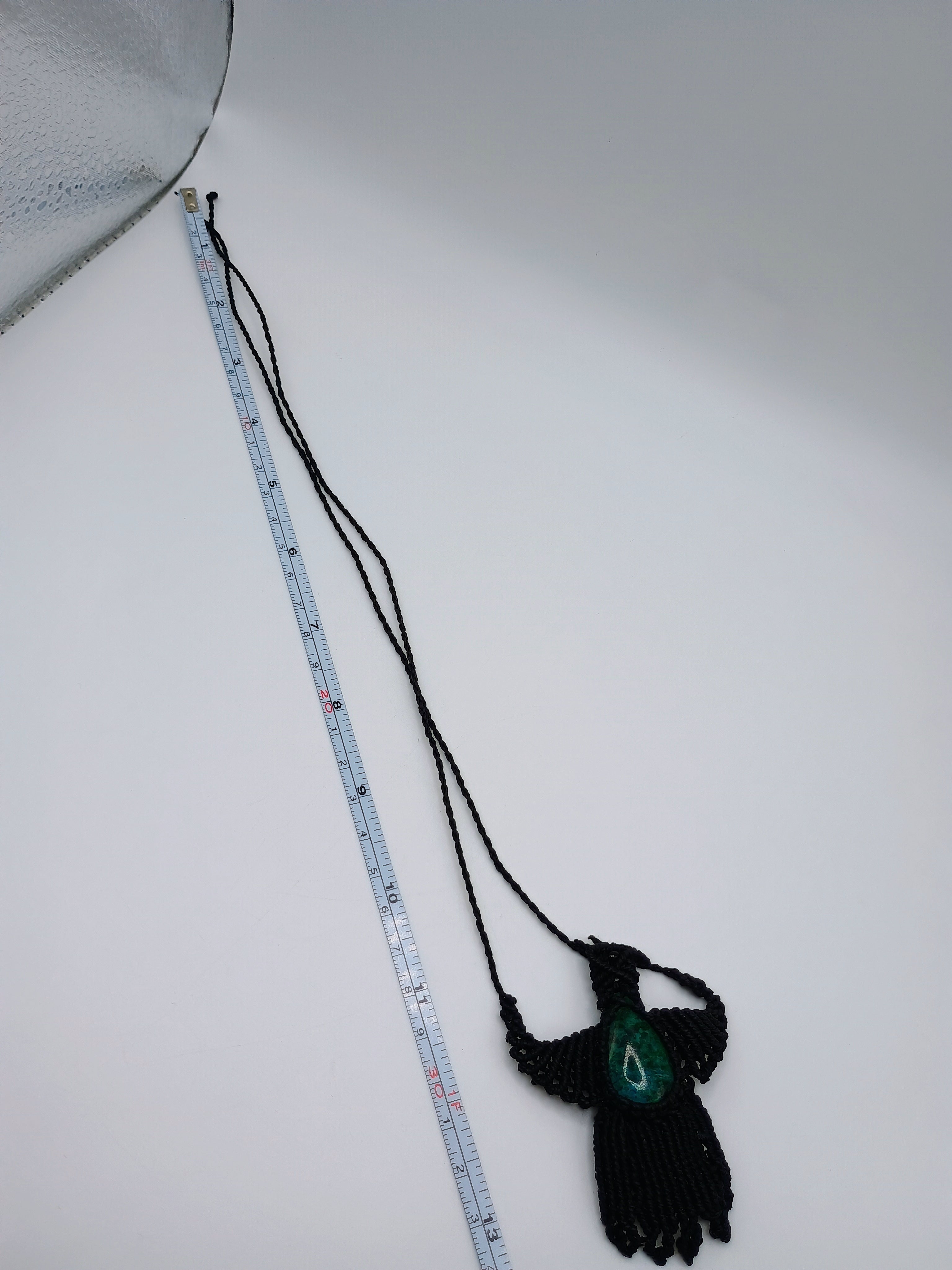 Handwoven Macrame Condor Necklace with Turquoise Stone, Andean Artisan Choker