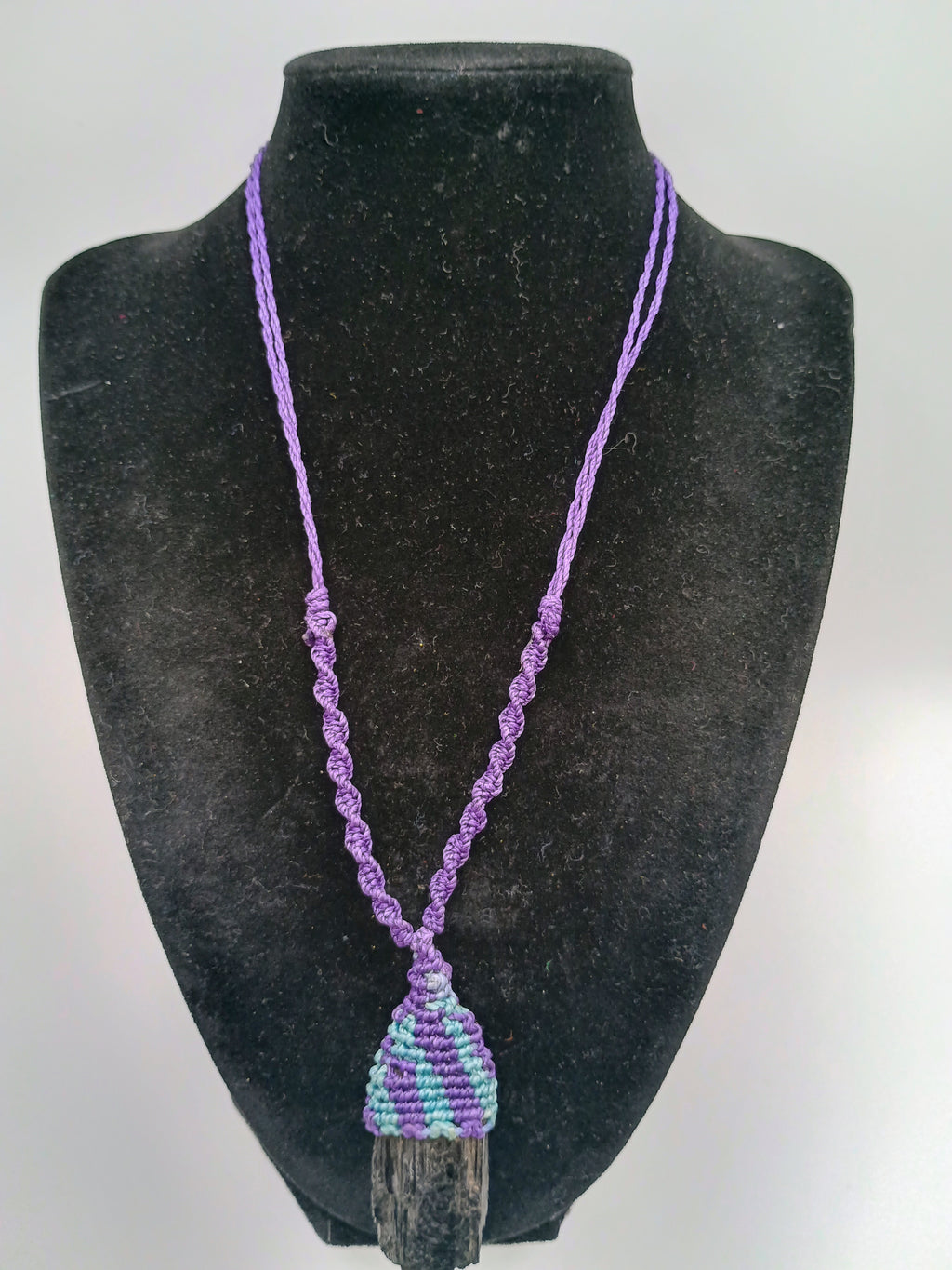 Black Onyx Macrame Hand-Woven Necklace for Protection and Strength