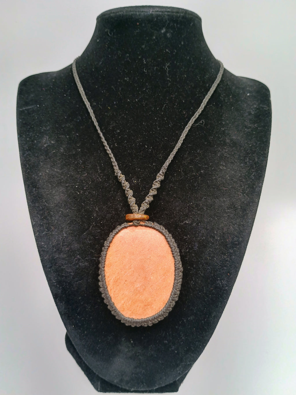 Handmade Macrame Necklace with Natural Orange Stone Pendant