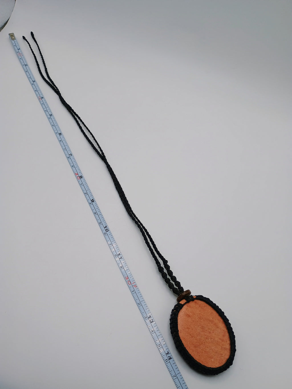 Handmade Macrame Necklace with Natural Orange Stone Pendant