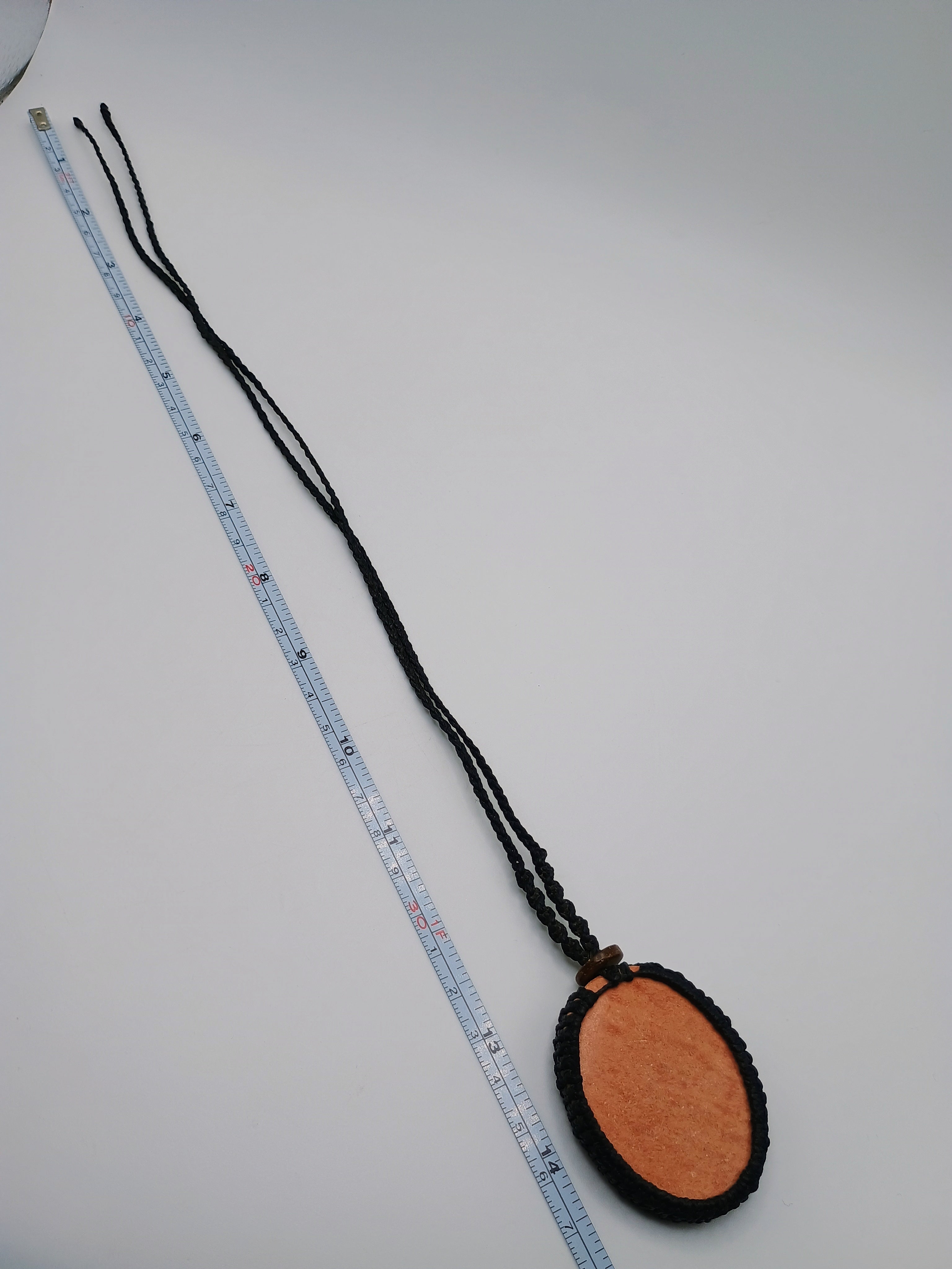 Handmade Macrame Necklace with Natural Orange Stone Pendant