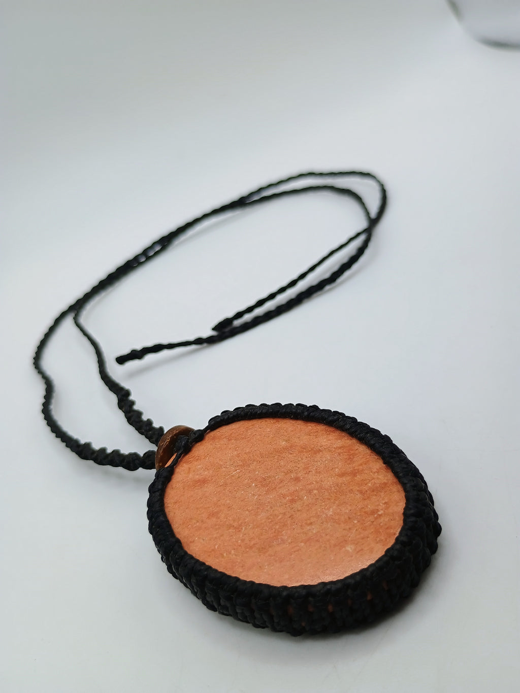 Handmade Macrame Necklace with Natural Orange Stone Pendant