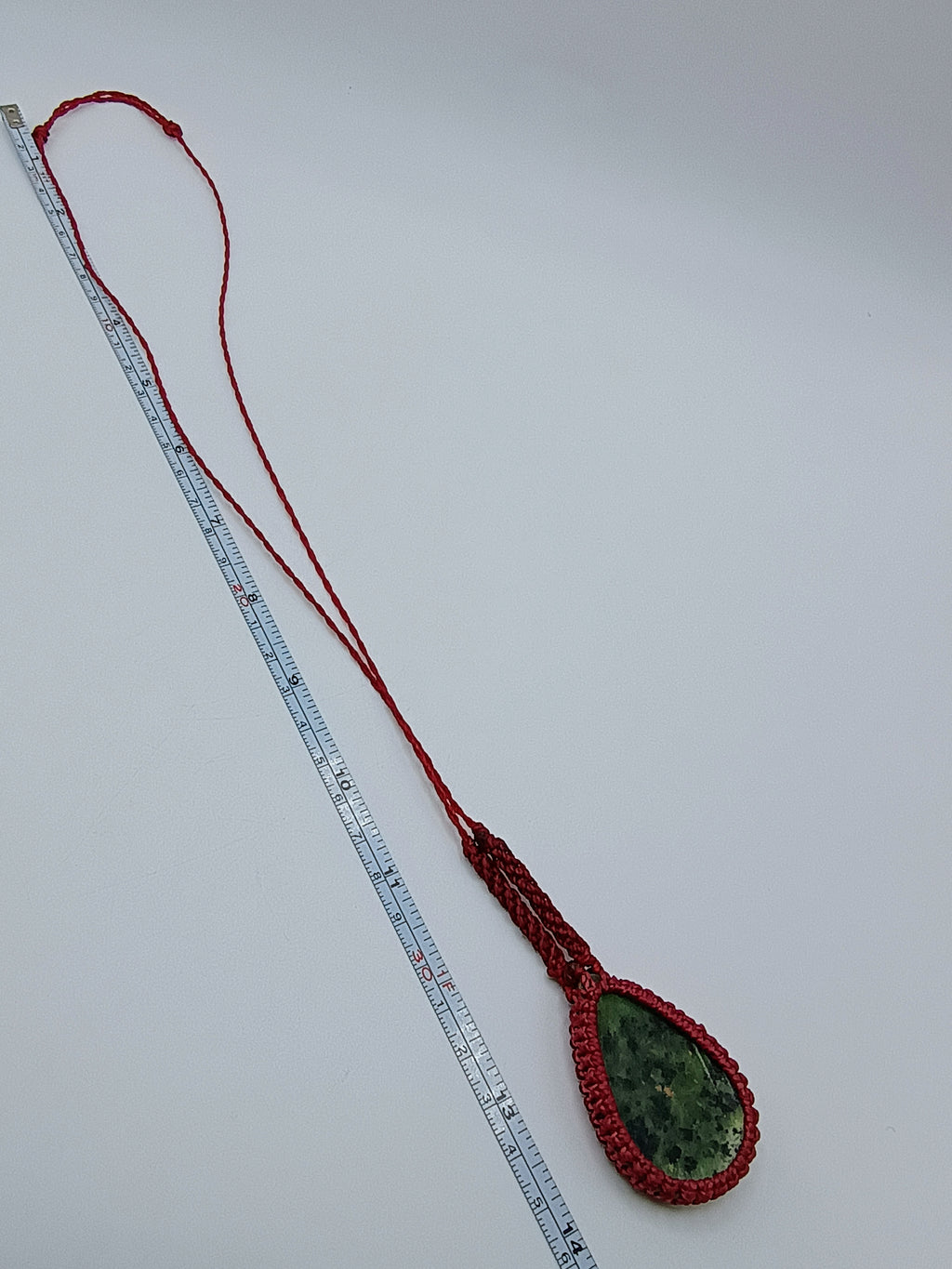 Handmade Macrame Necklace with Natural Serpentine, Spiritual Amulet