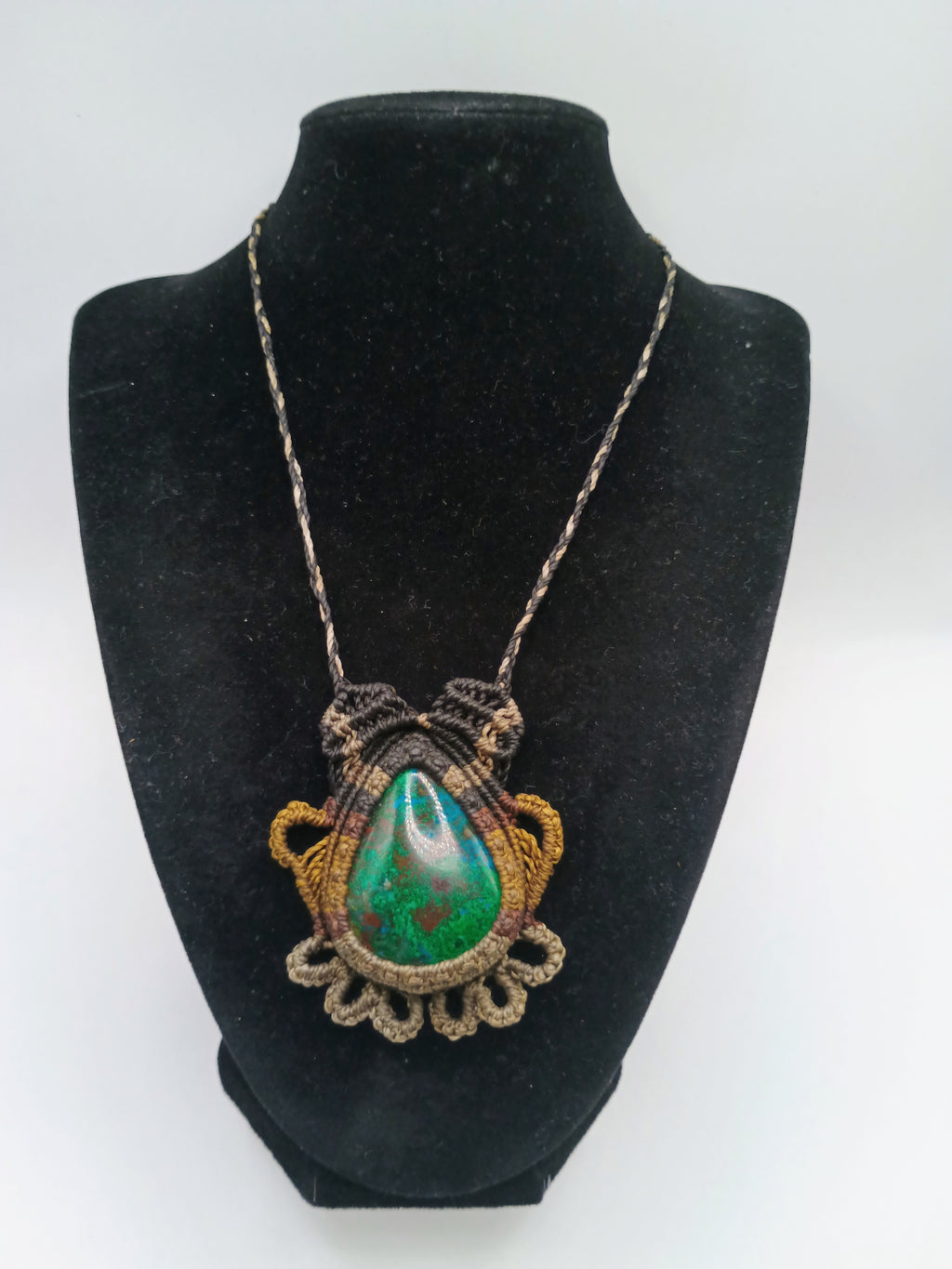 Handmade Macrame Necklace with Natural Stone, Spiritual Amulet