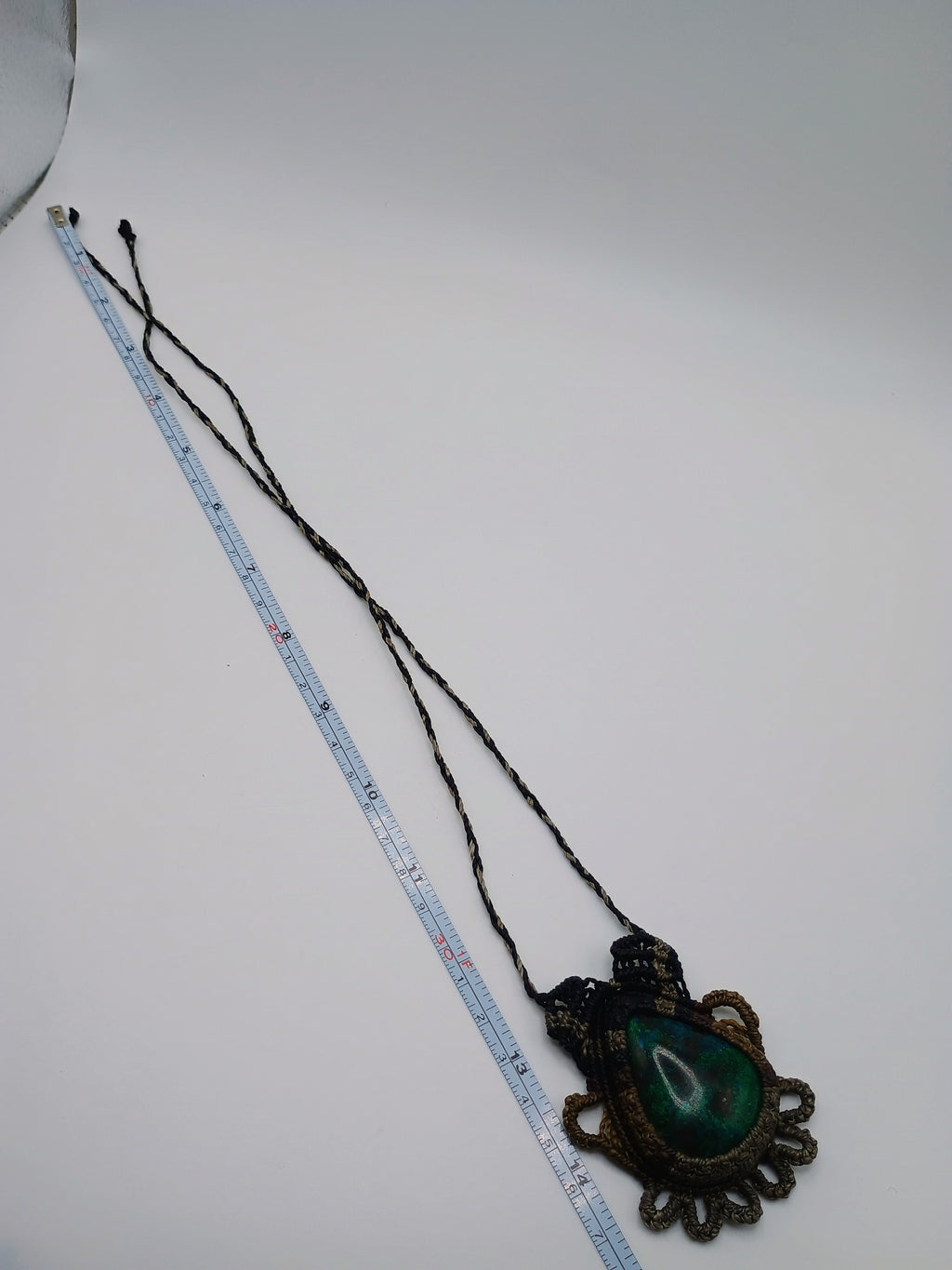 Handmade Macrame Necklace with Natural Stone, Spiritual Amulet
