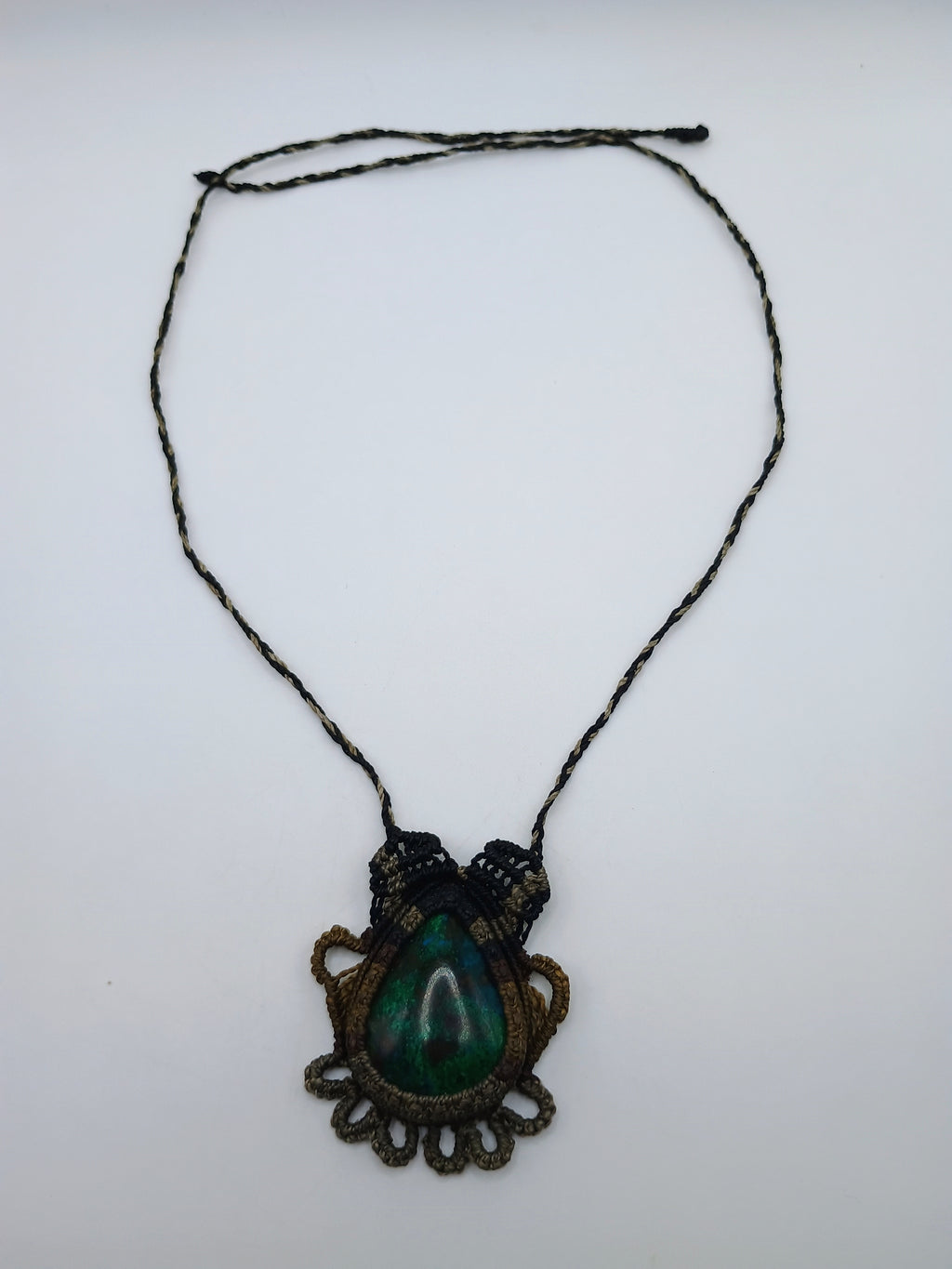Handmade Macrame Necklace with Natural Stone, Spiritual Amulet