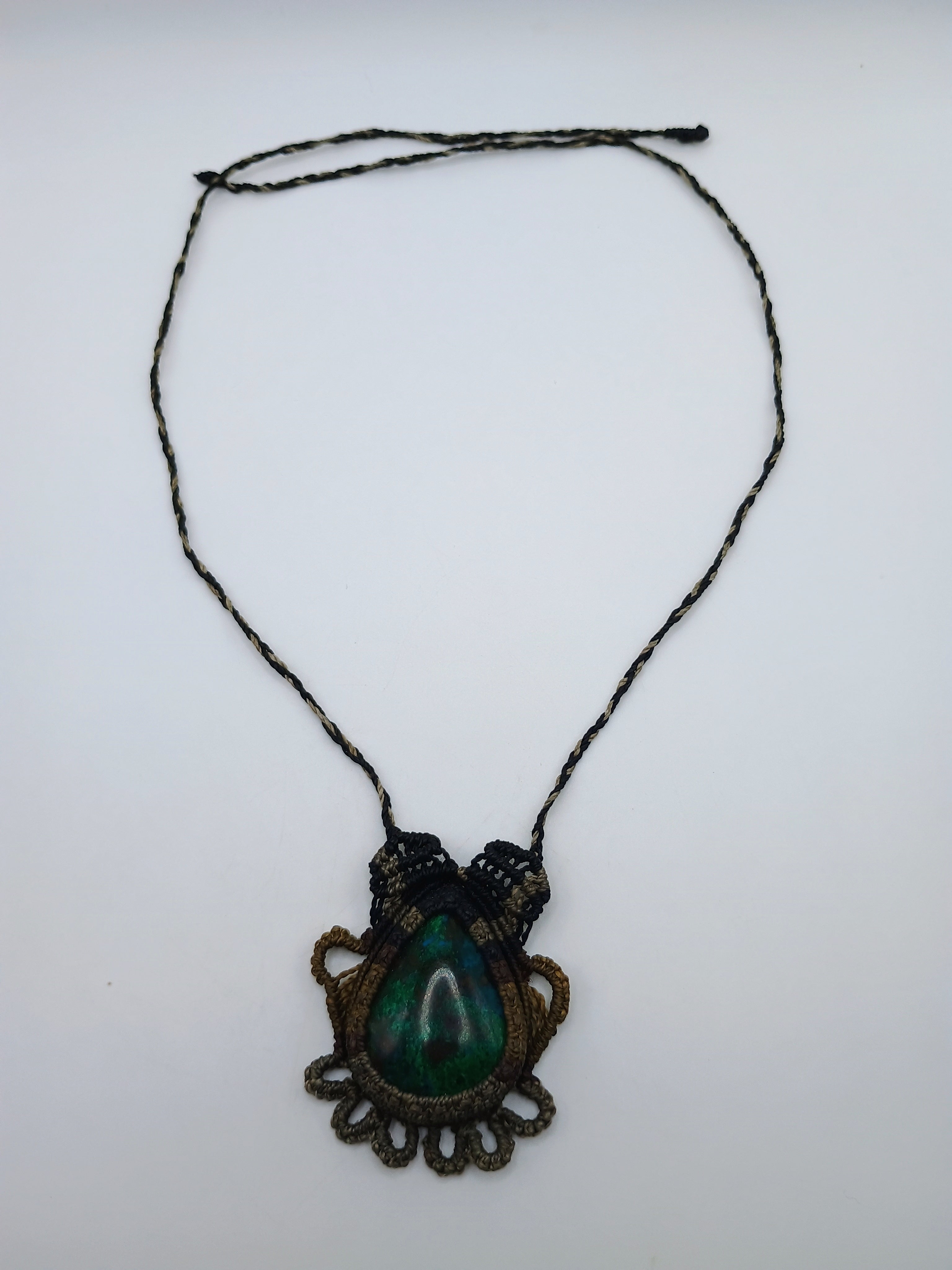 Handmade Macrame Necklace with Natural Stone, Spiritual Amulet