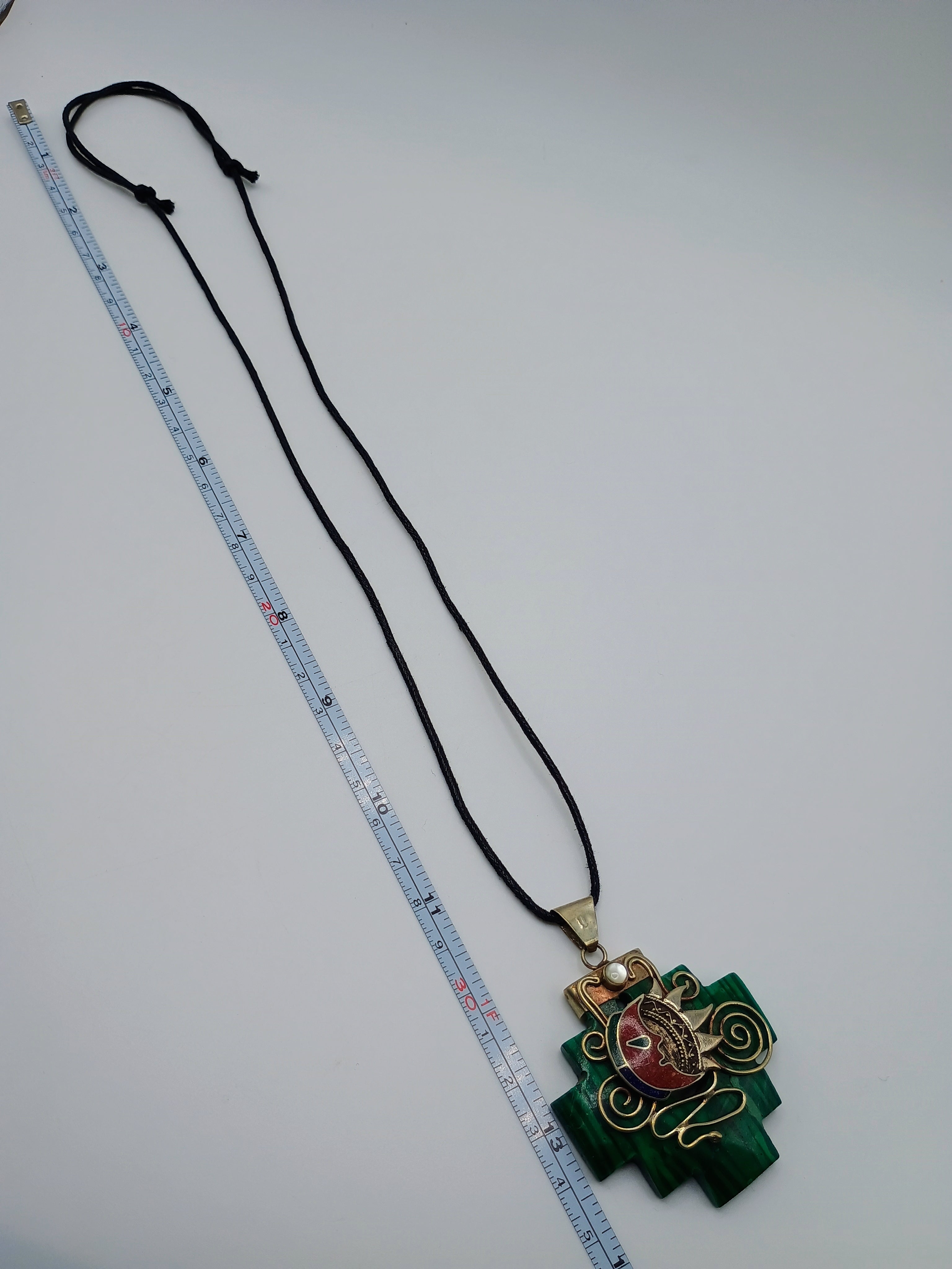 Chacana Necklace, Inca Wedding, Sun and Moon, Sterling Silver .950, Natural Stone