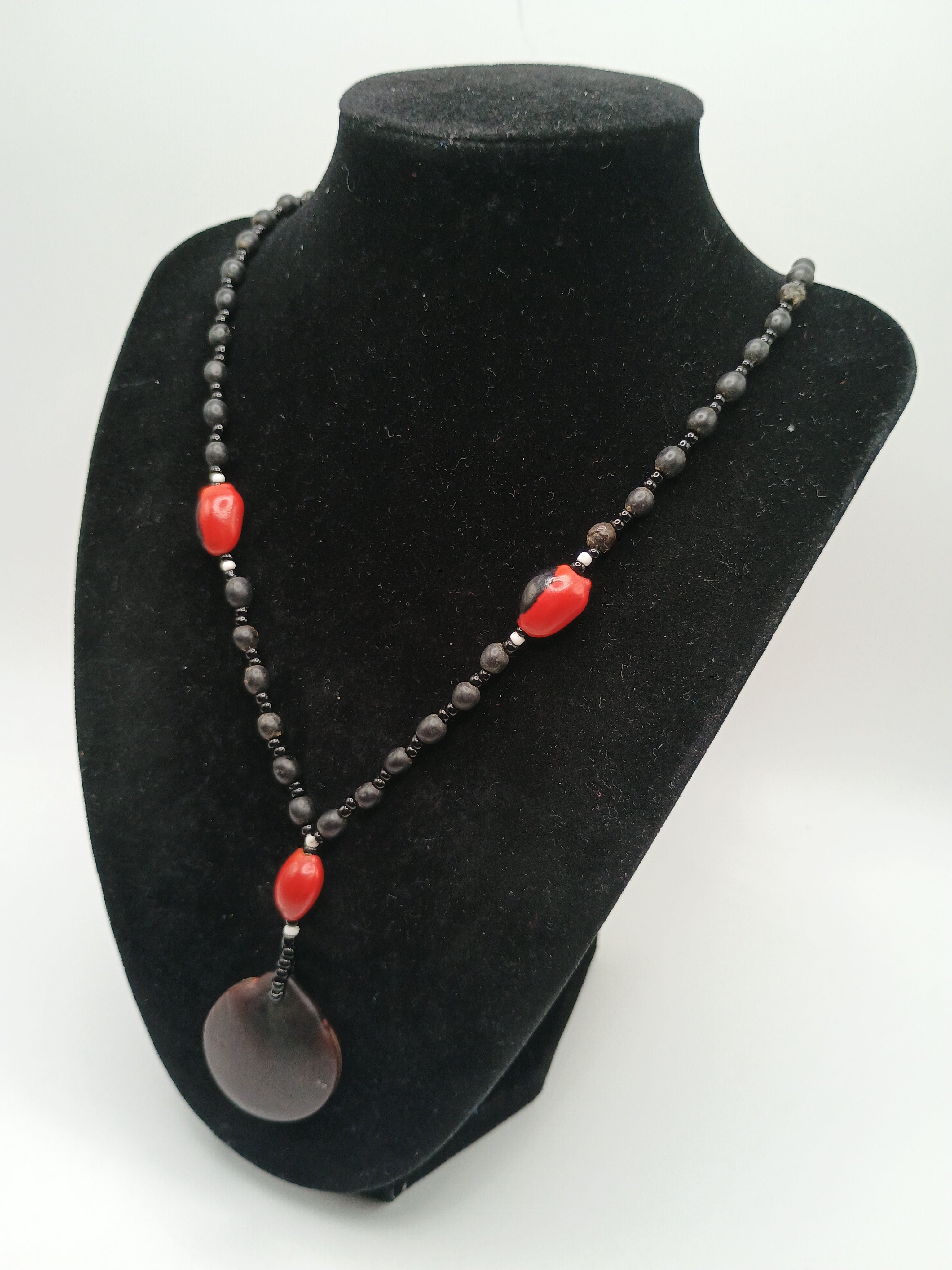 Handmade Amazon Rainforest Seed Necklace Huayruro Amulet