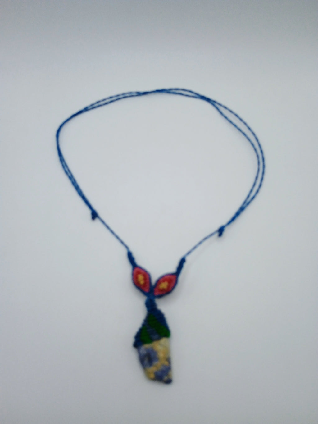 Natural Sodalite Macrame Necklace, Hand-Woven Spiritual Amulet