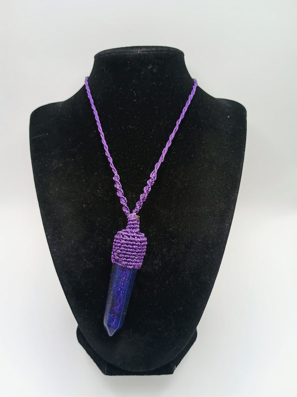 Handmade Macrame Necklace with Onyx and Lapis Lazuli Stones - Spiritual Amulet