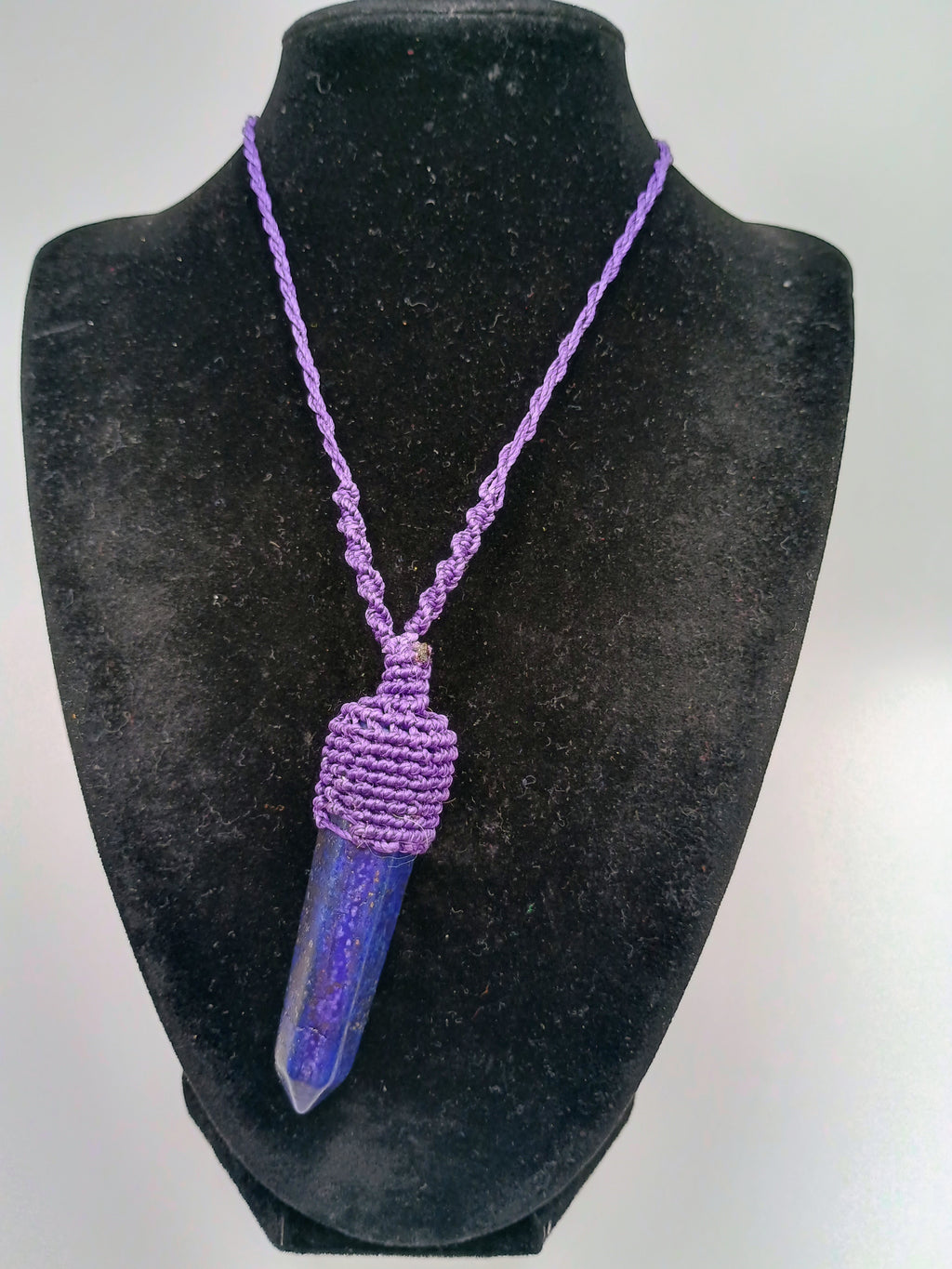 Handmade Macrame Necklace with Onyx and Lapis Lazuli Stones - Spiritual Amulet