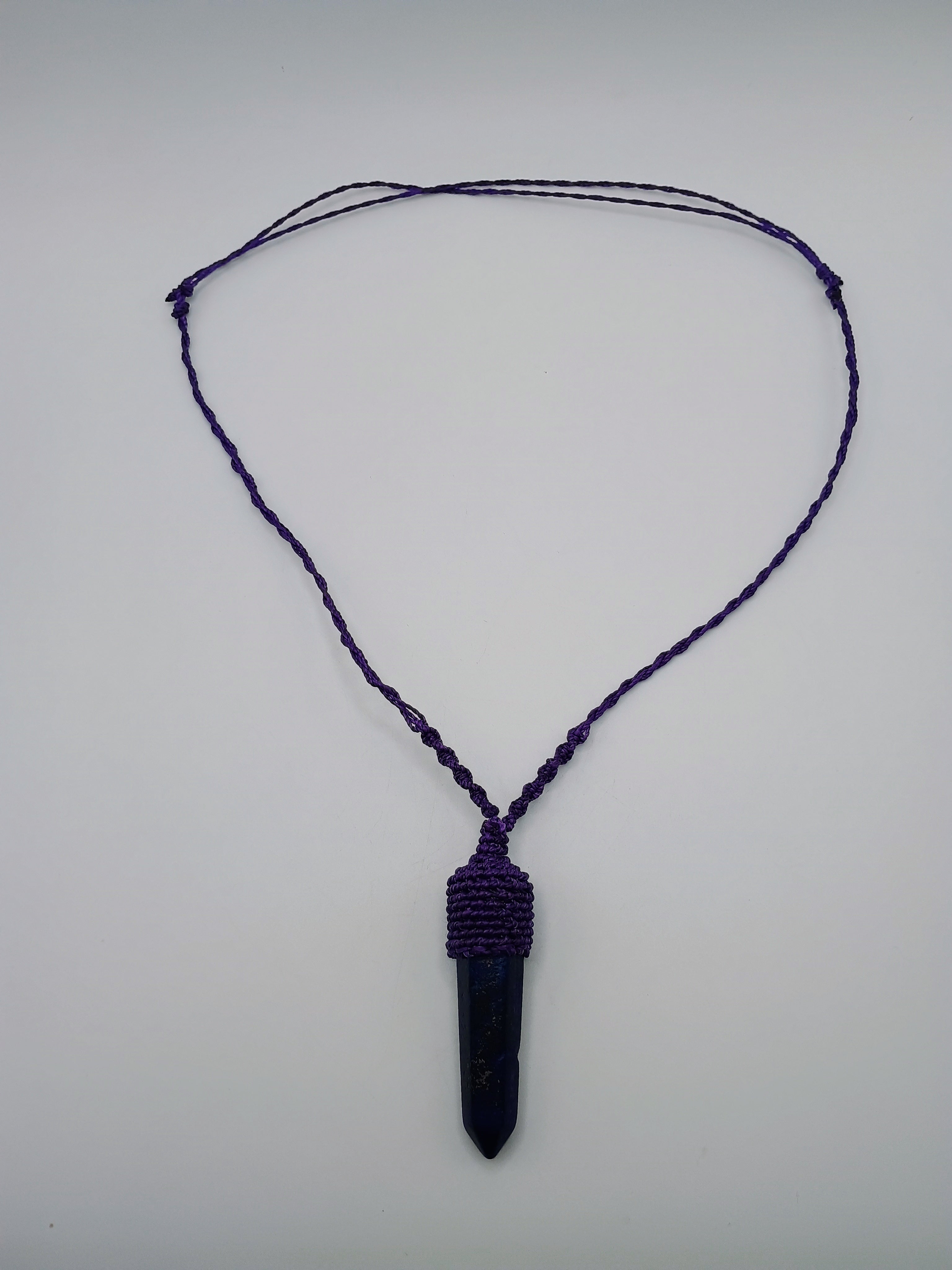 Handmade Macrame Necklace with Onyx and Lapis Lazuli Stones - Spiritual Amulet