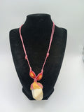 Macrame Necklace with Natural Soapstone, Hand-Woven Spiritual Amulet