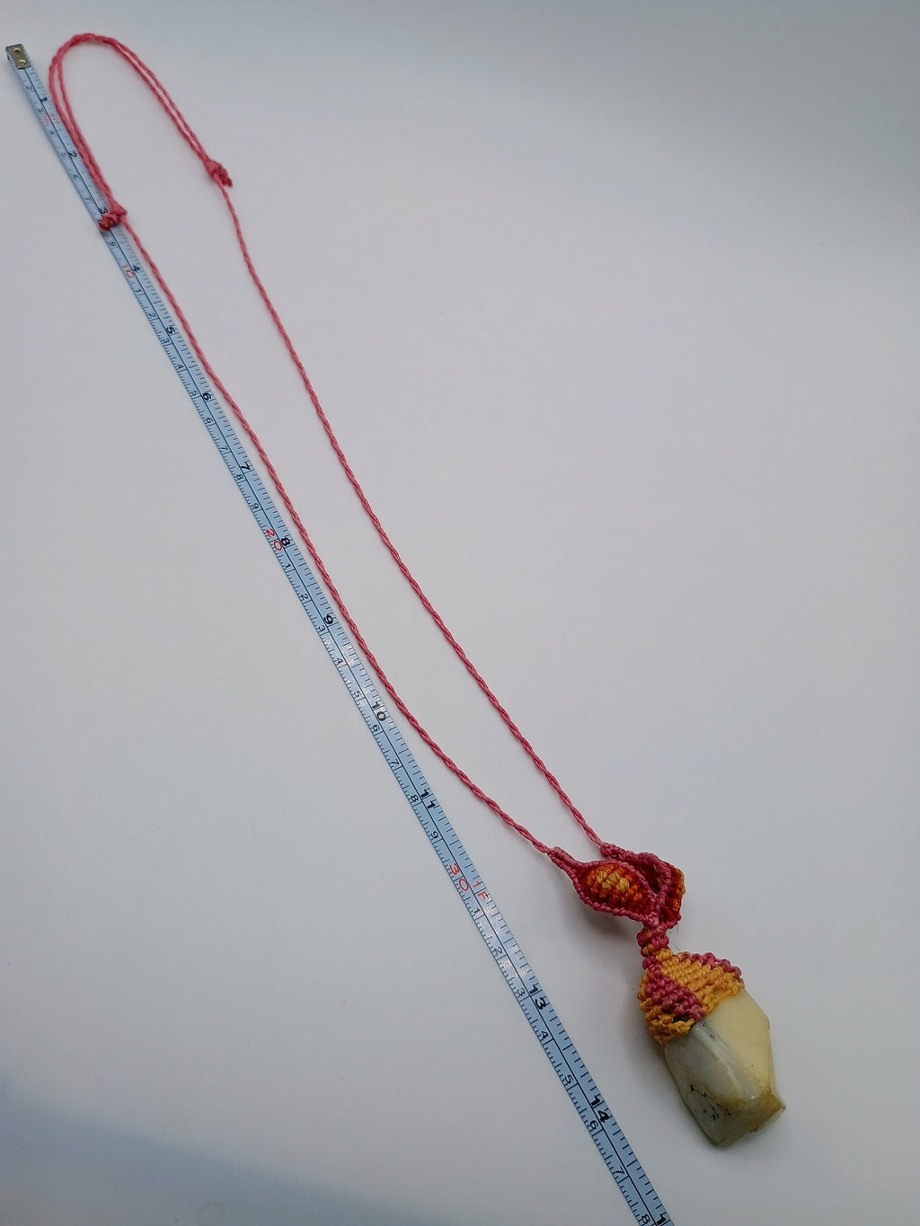 Macrame Necklace with Natural Soapstone, Hand-Woven Spiritual Amulet