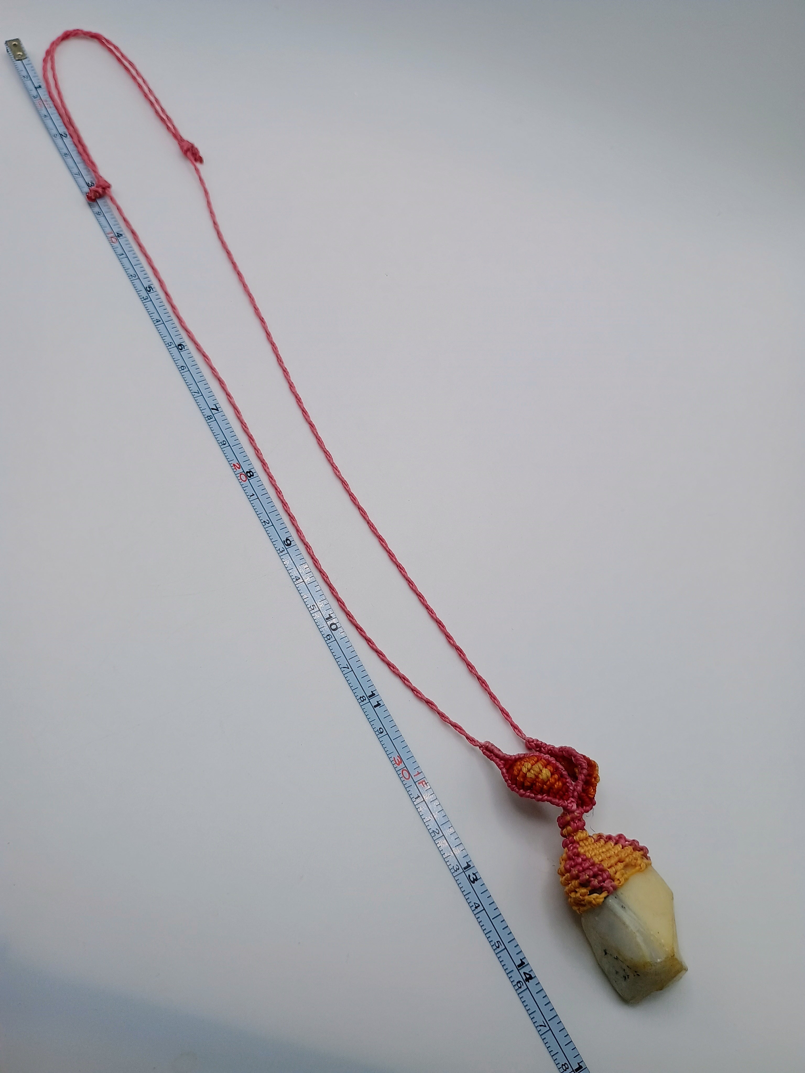 Macrame Necklace with Natural Soapstone, Hand-Woven Spiritual Amulet