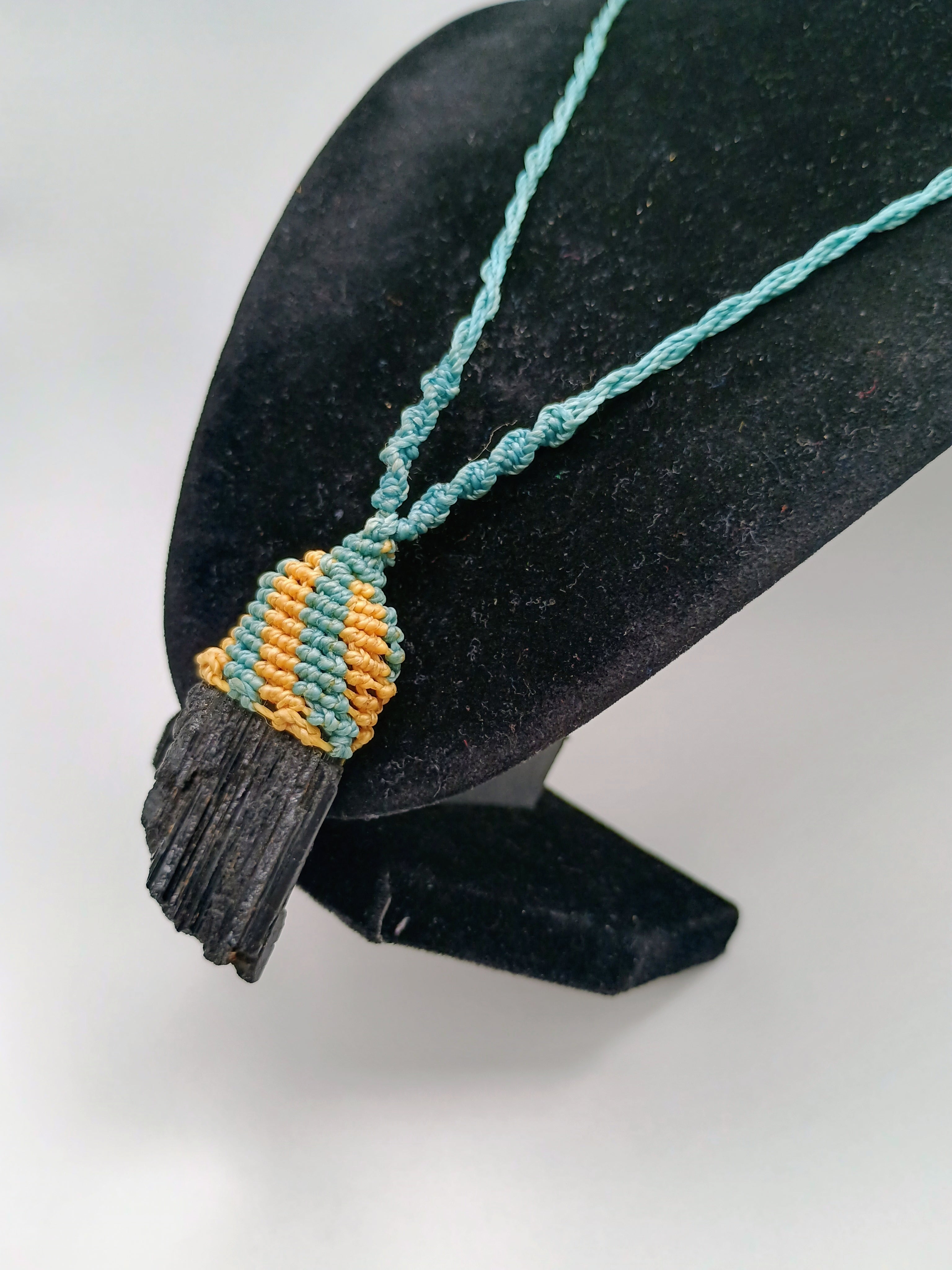Handmade Macrame Necklace, Natural Onyx, Peruvian Craftsmanship