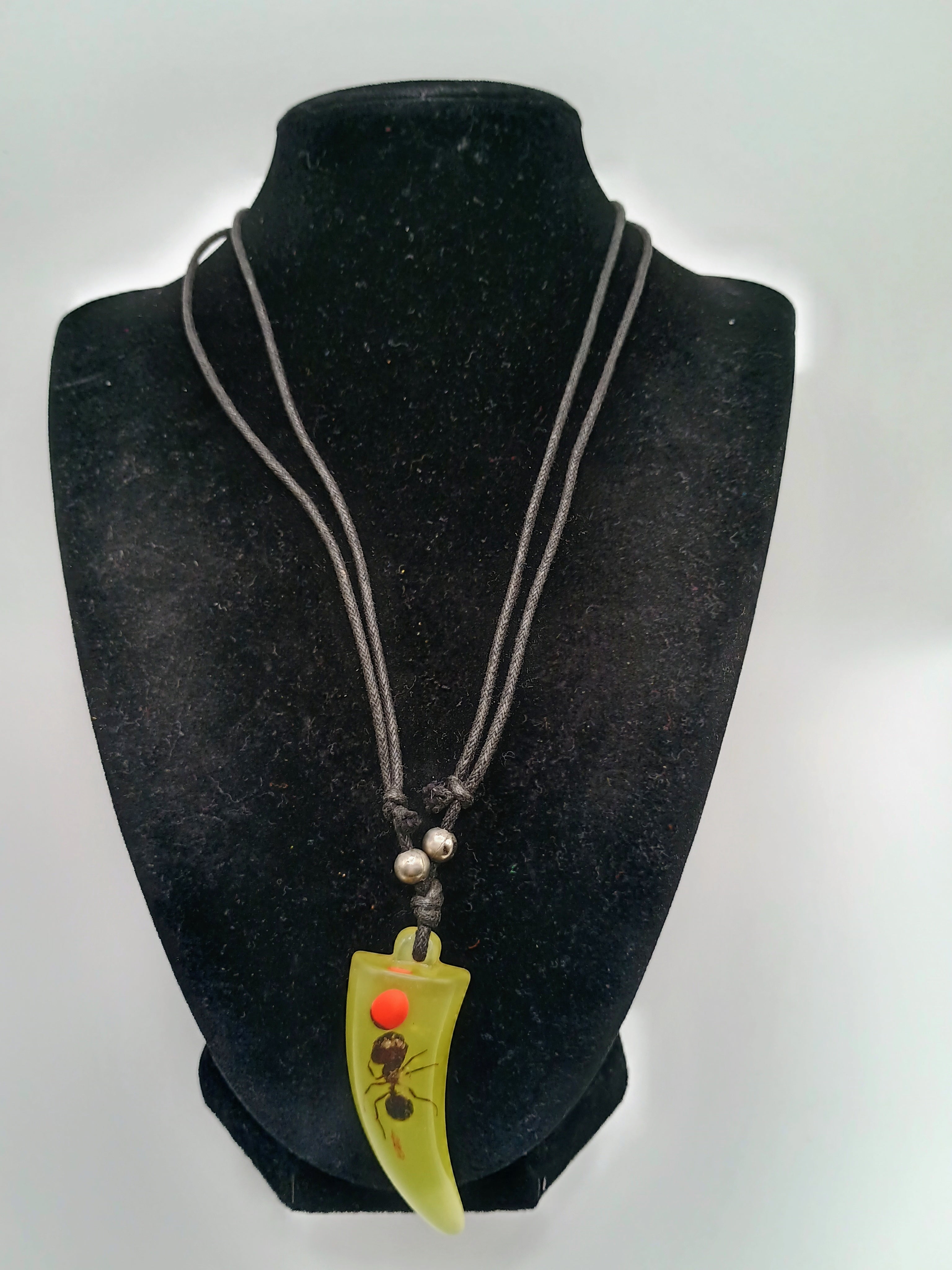 Ant Necklace Pendant Yellow Clamillo Adjustable Braided Cord