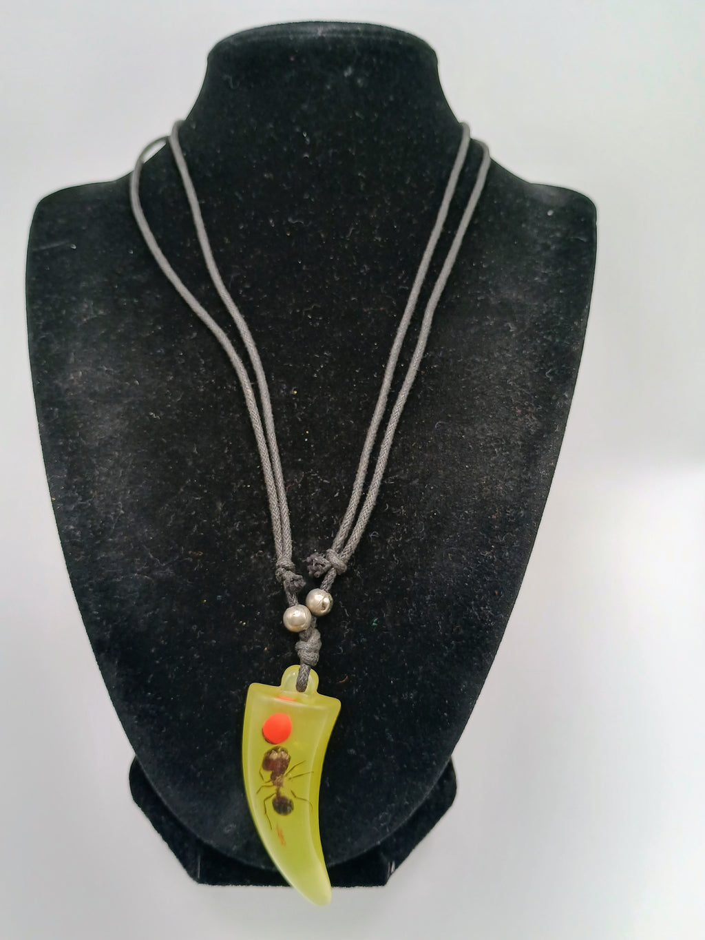 Ant Necklace Pendant Yellow Clamillo Adjustable Braided Cord