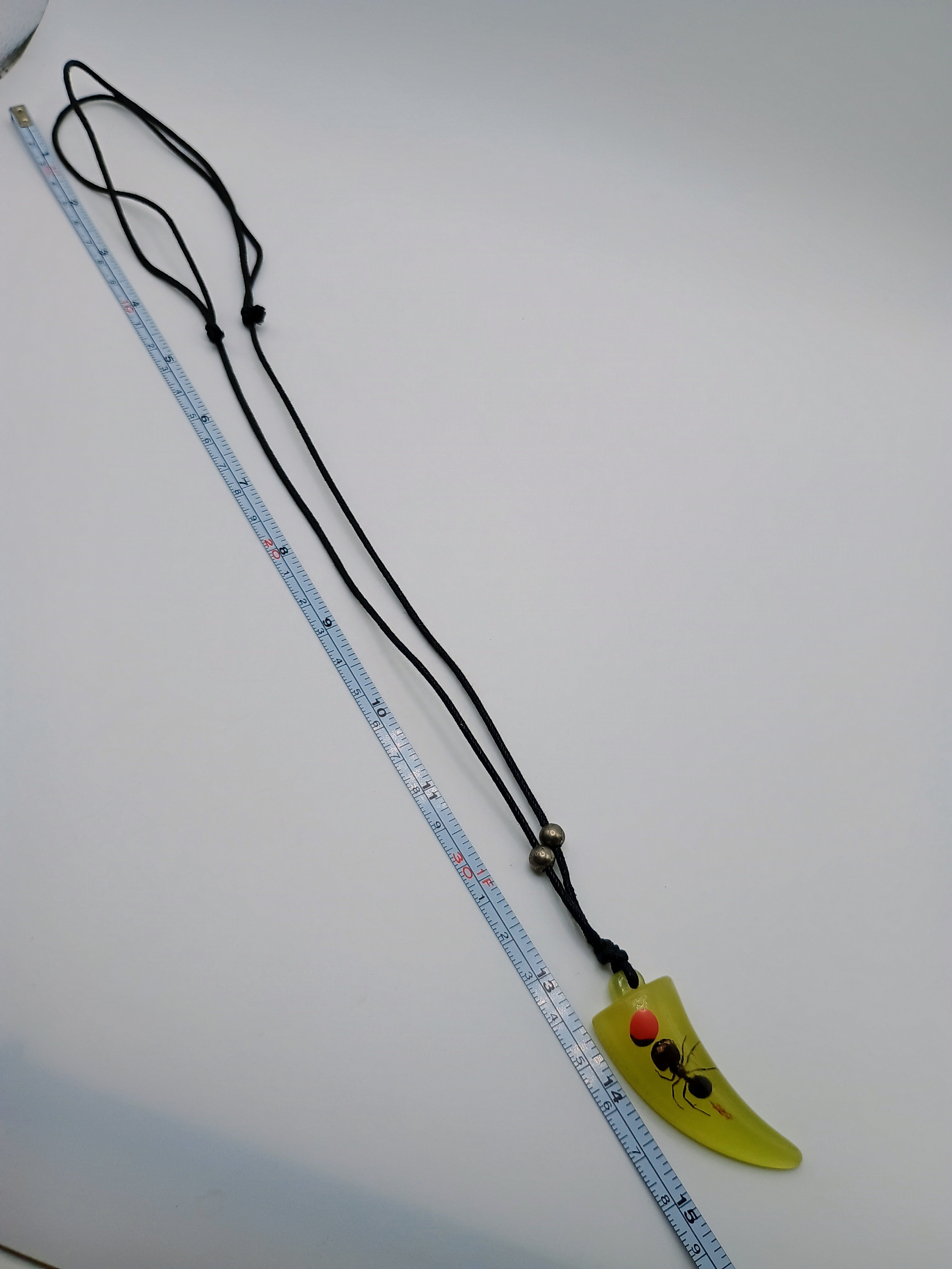 Ant Necklace Pendant Yellow Clamillo Adjustable Braided Cord