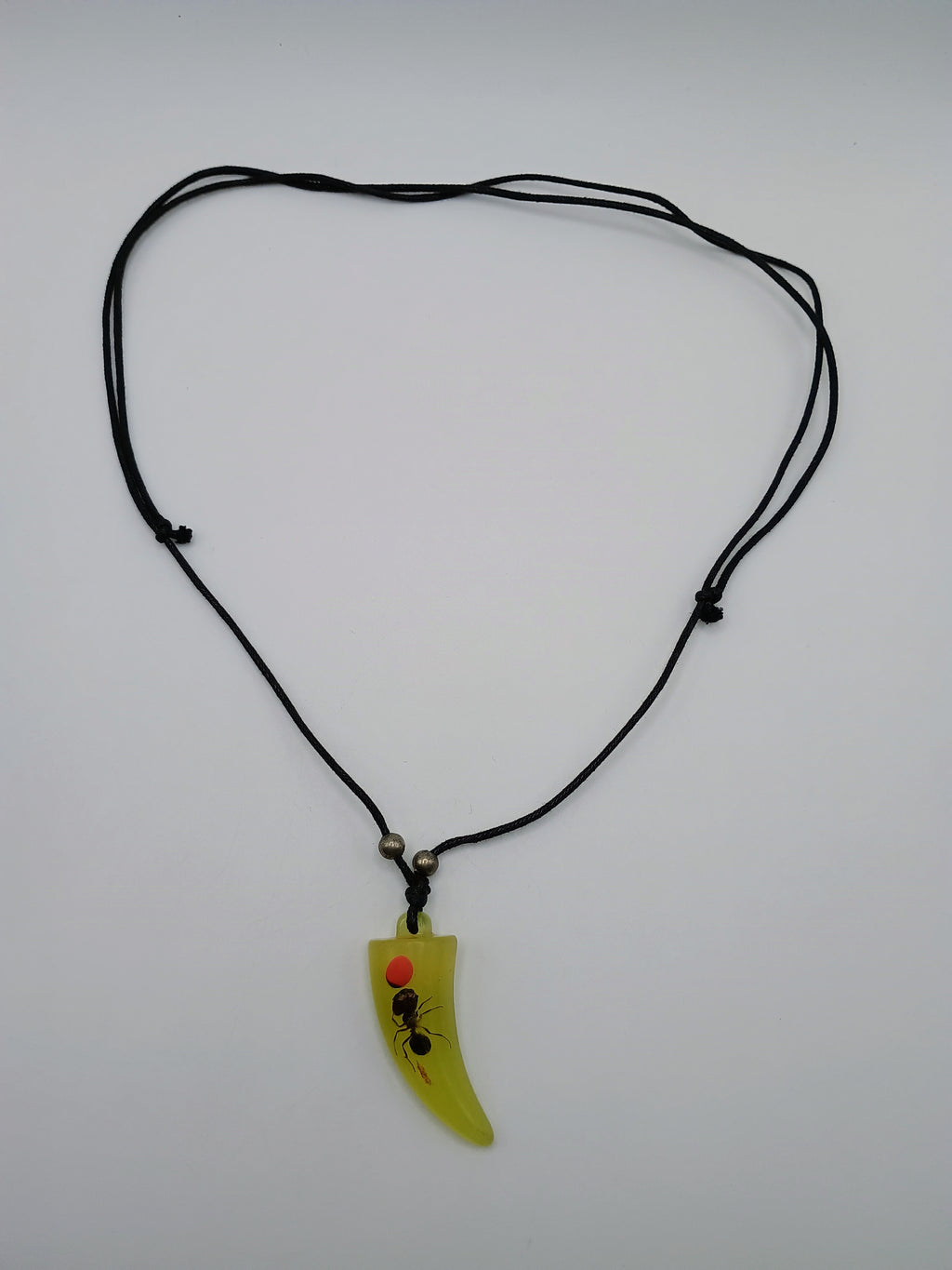 Ant Necklace Pendant Yellow Clamillo Adjustable Braided Cord