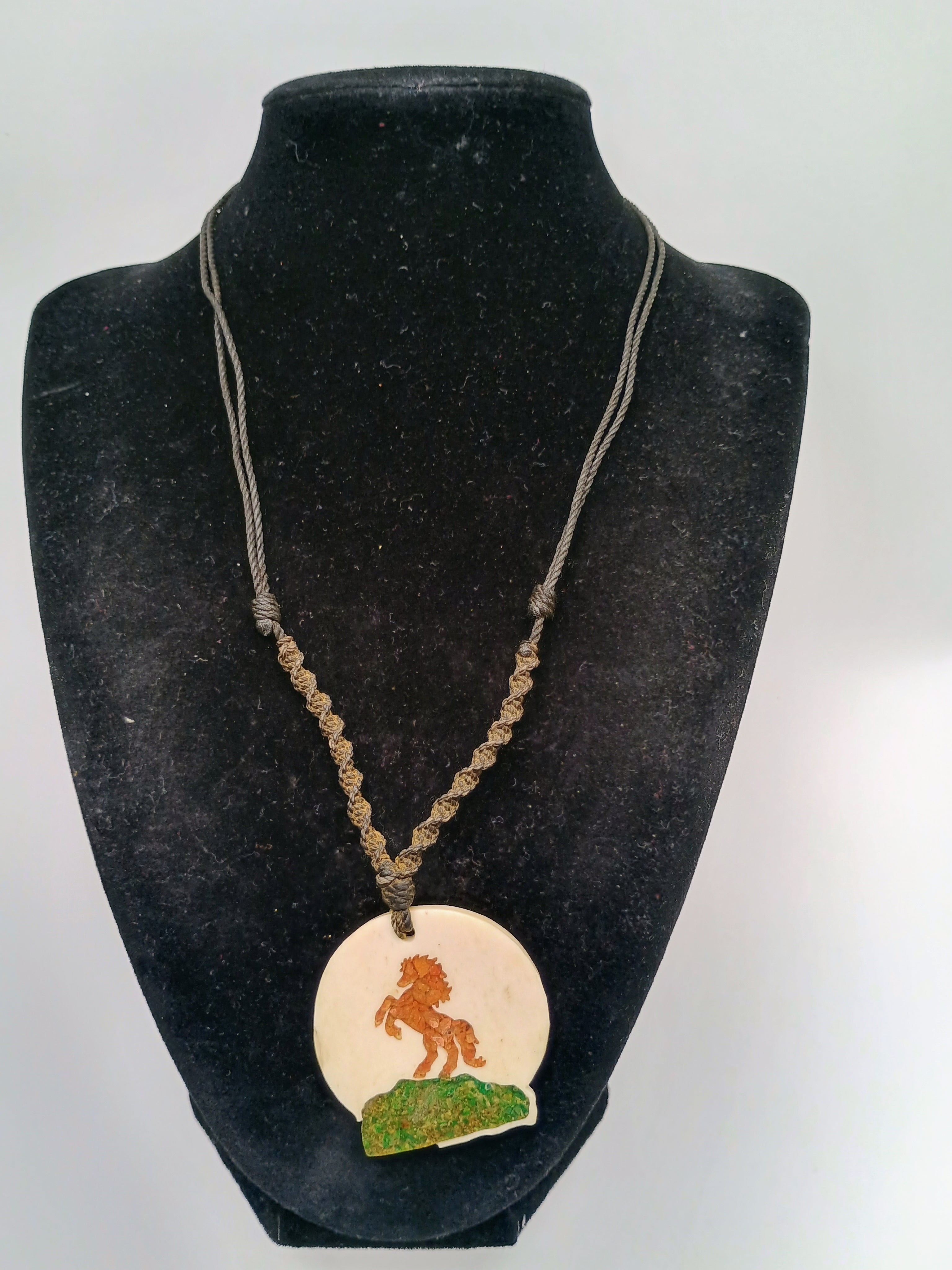 Handmade Necklace with Horse Pendant, Hand-Woven Cord, Andean Craftsmanship