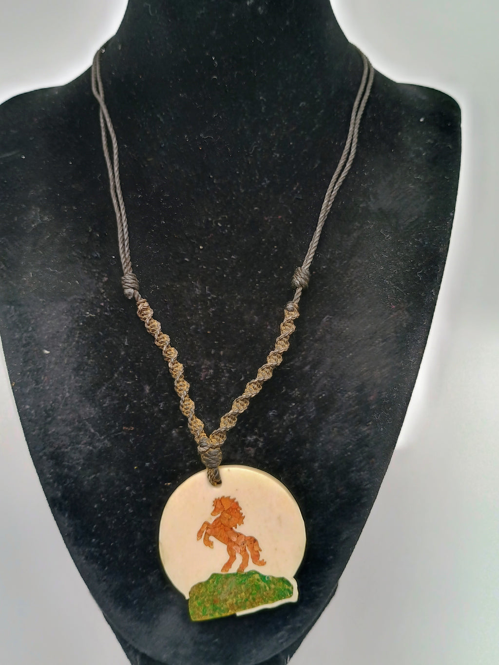 Handmade Necklace with Horse Pendant, Hand-Woven Cord, Andean Craftsmanship