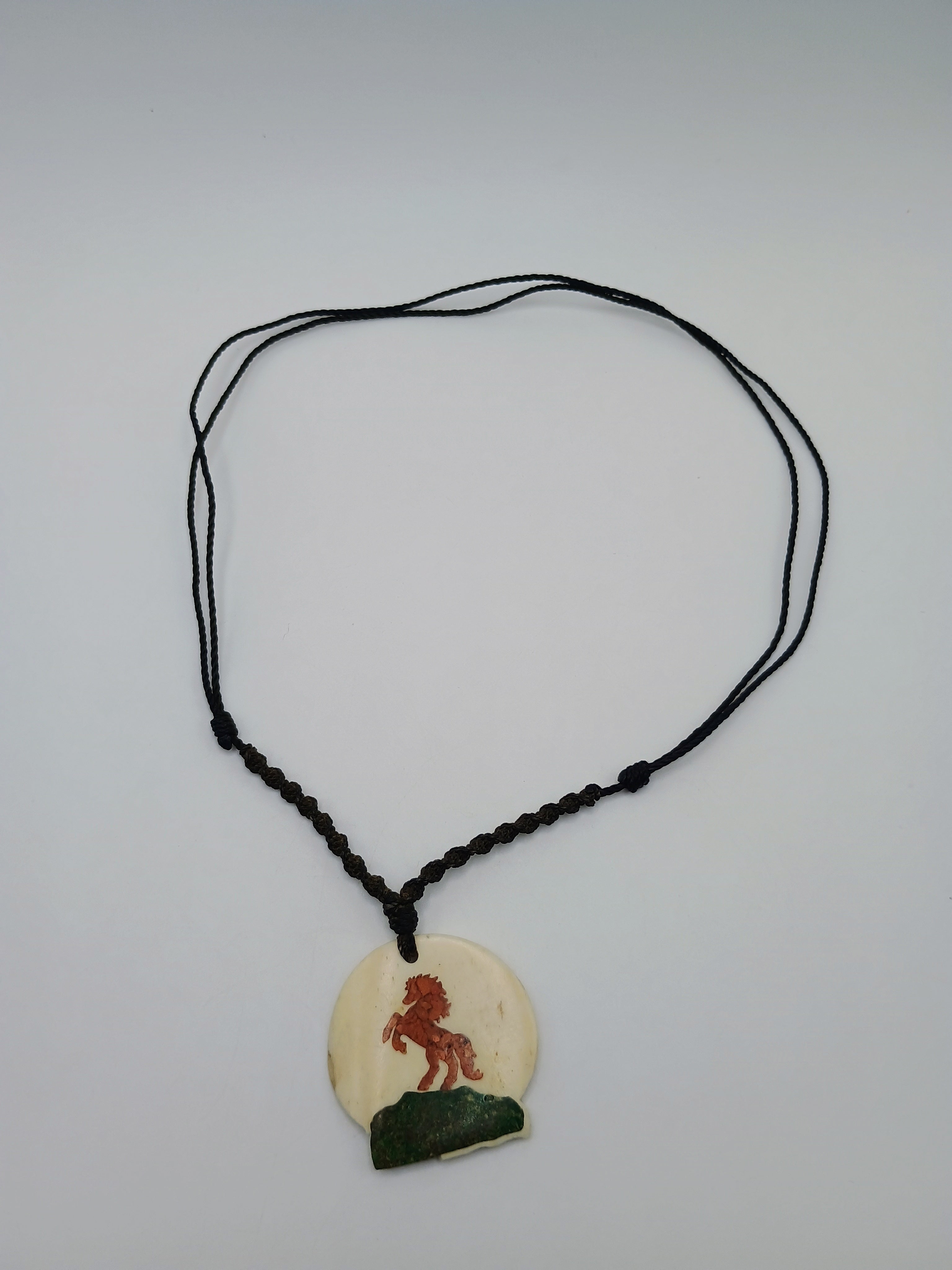Handmade Necklace with Horse Pendant, Hand-Woven Cord, Andean Craftsmanship