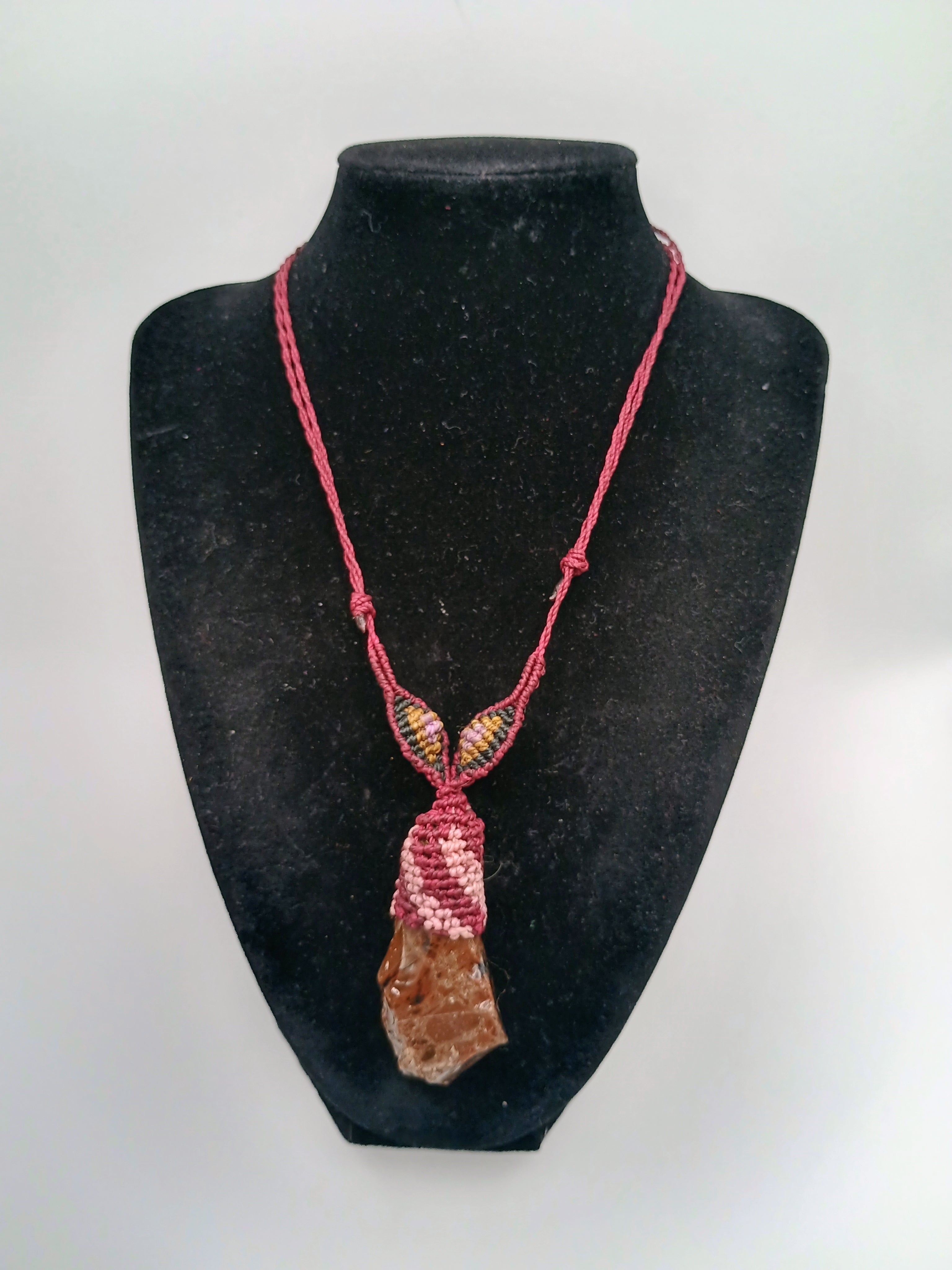 Natural Amethyst Necklace, Handmade Macrame Necklace
