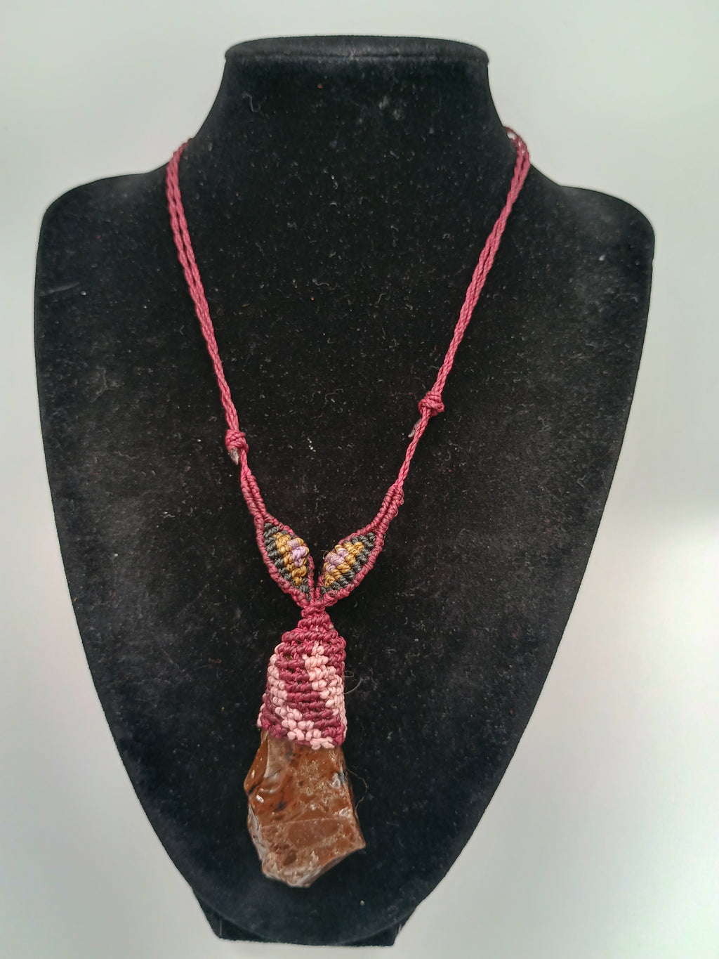 Natural Amethyst Necklace, Handmade Macrame Necklace