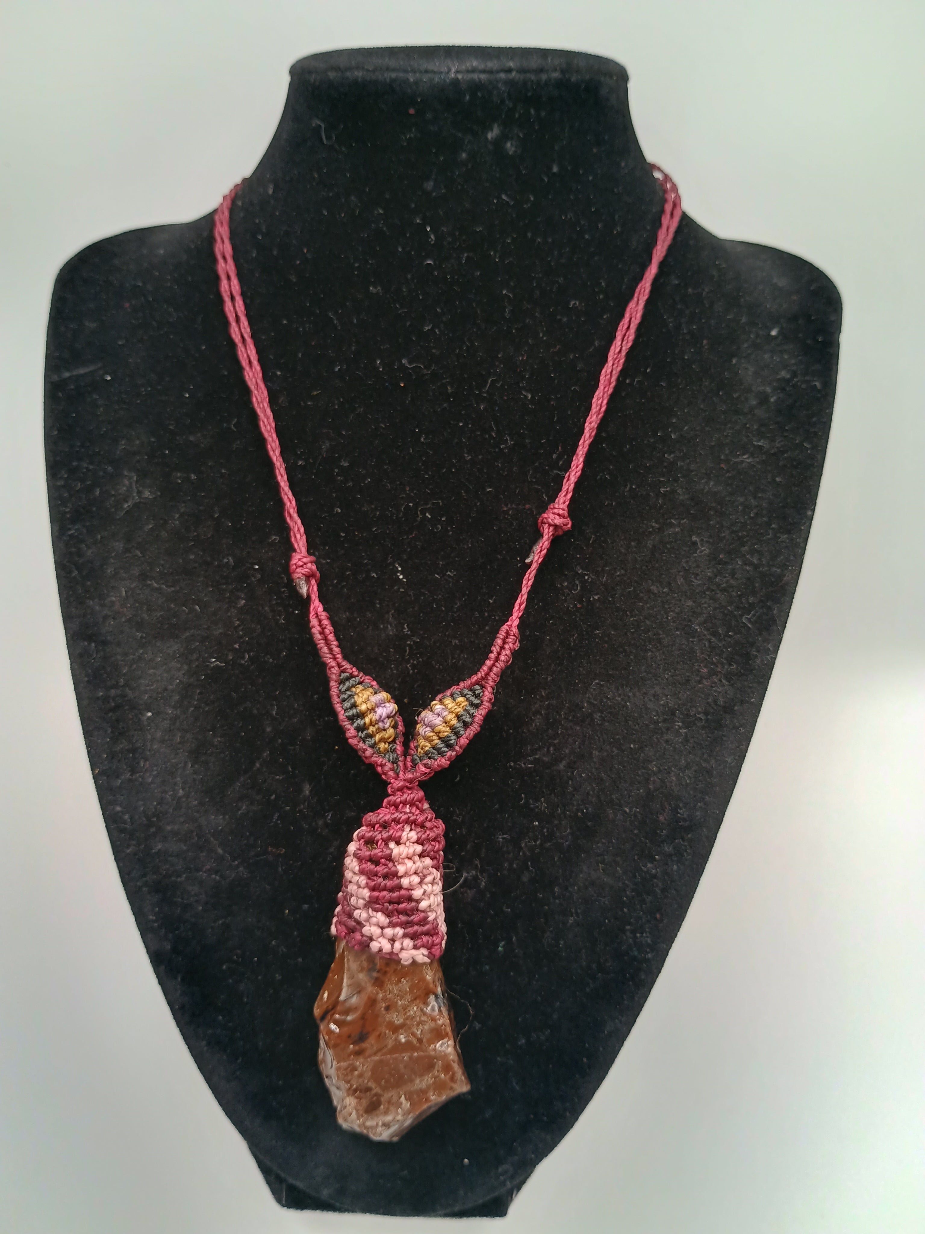 Natural Amethyst Necklace, Handmade Macrame Necklace