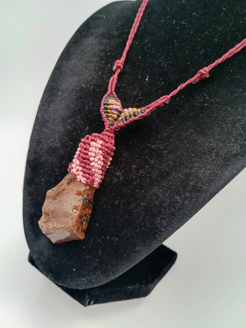 Natural Amethyst Necklace, Handmade Macrame Necklace