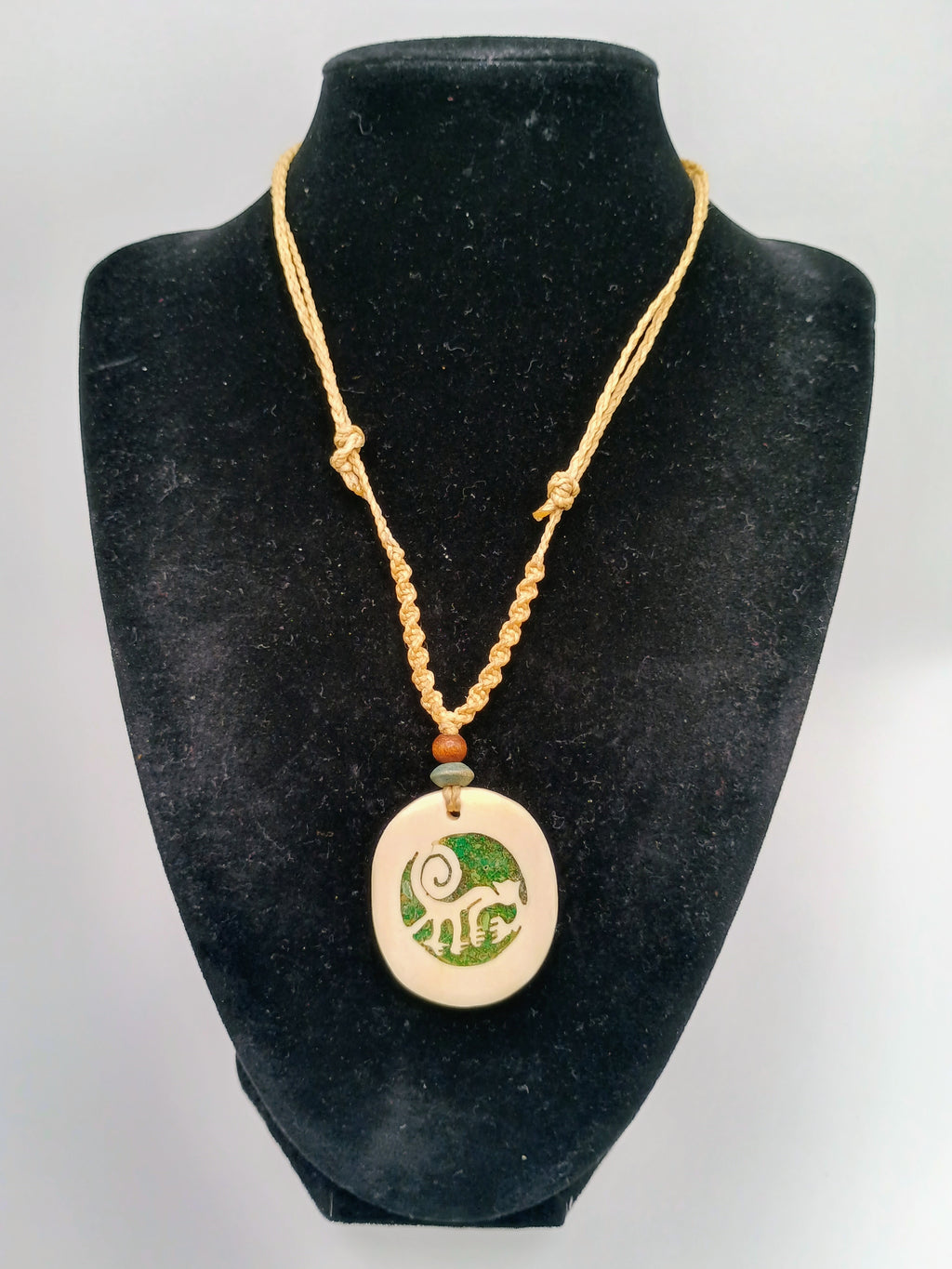 Handmade Macrame Necklace with Nazca Lines Monkey