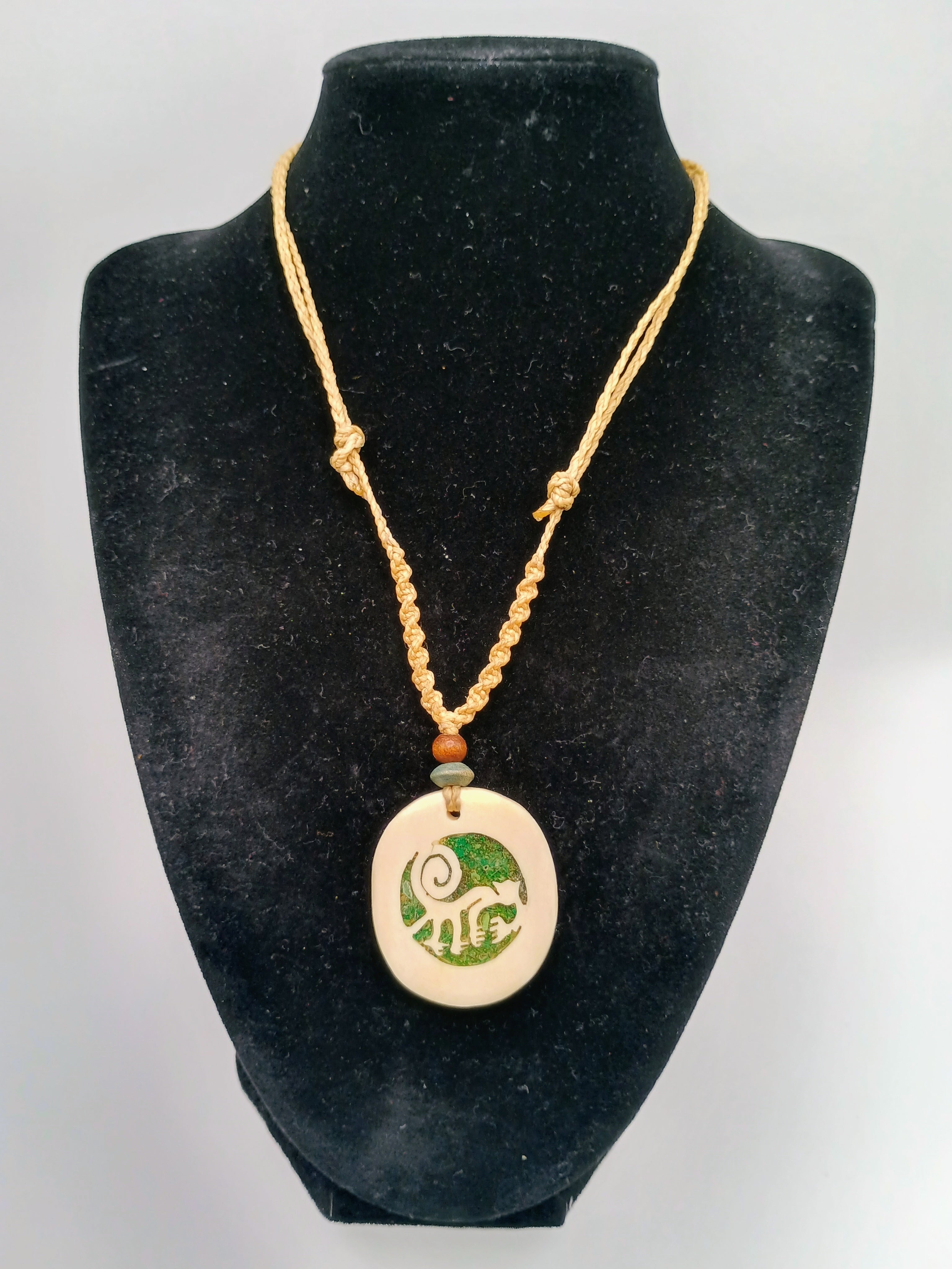 Handmade Macrame Necklace with Nazca Lines Monkey