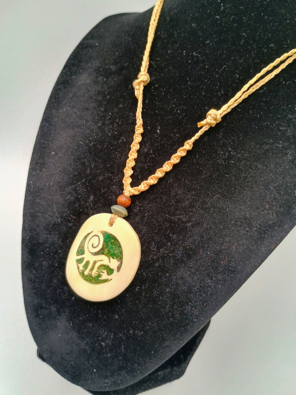 Handmade Macrame Necklace with Nazca Lines Monkey