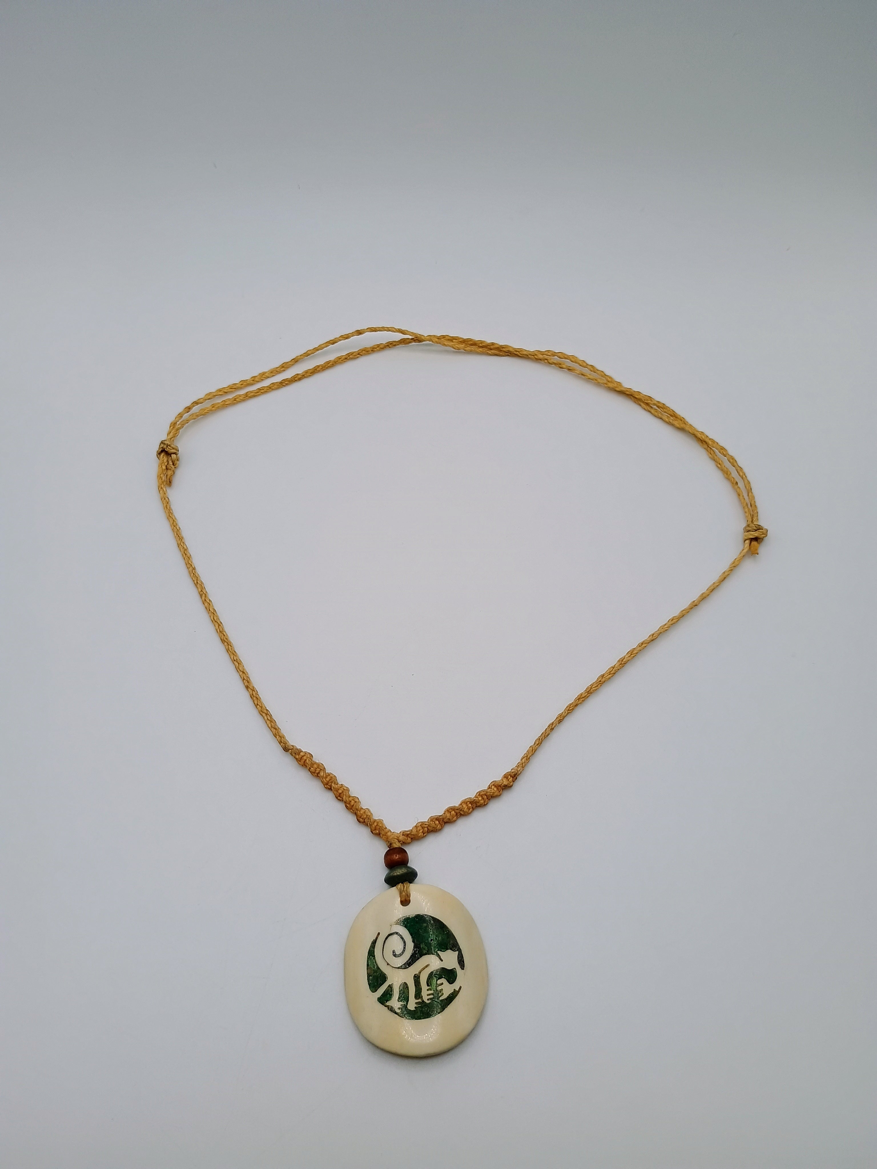 Handmade Macrame Necklace with Nazca Lines Monkey