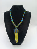 Handmade Macrame Necklace with Natural Serpent Stone, Spiritual Amulet