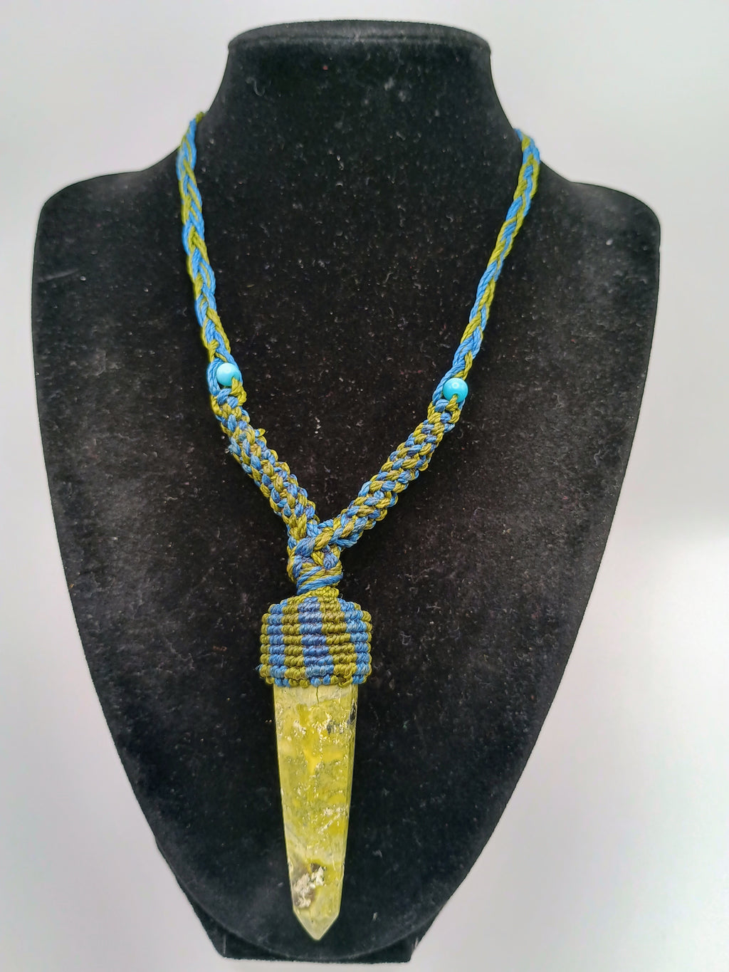 Handmade Macrame Necklace with Natural Serpent Stone, Spiritual Amulet