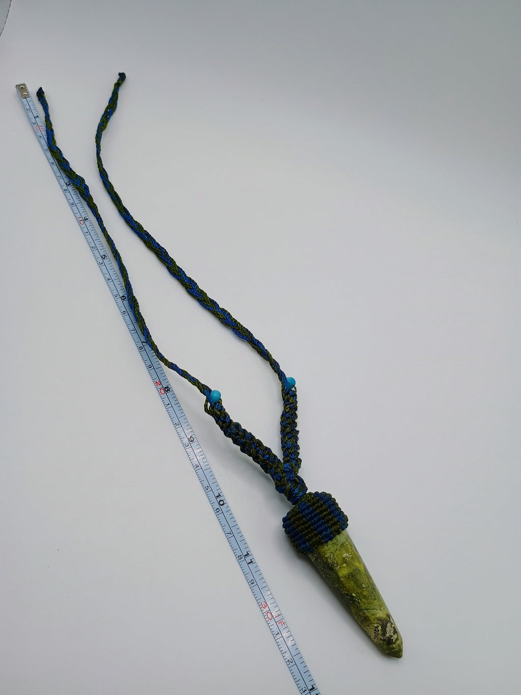 Handmade Macrame Necklace with Natural Serpent Stone, Spiritual Amulet