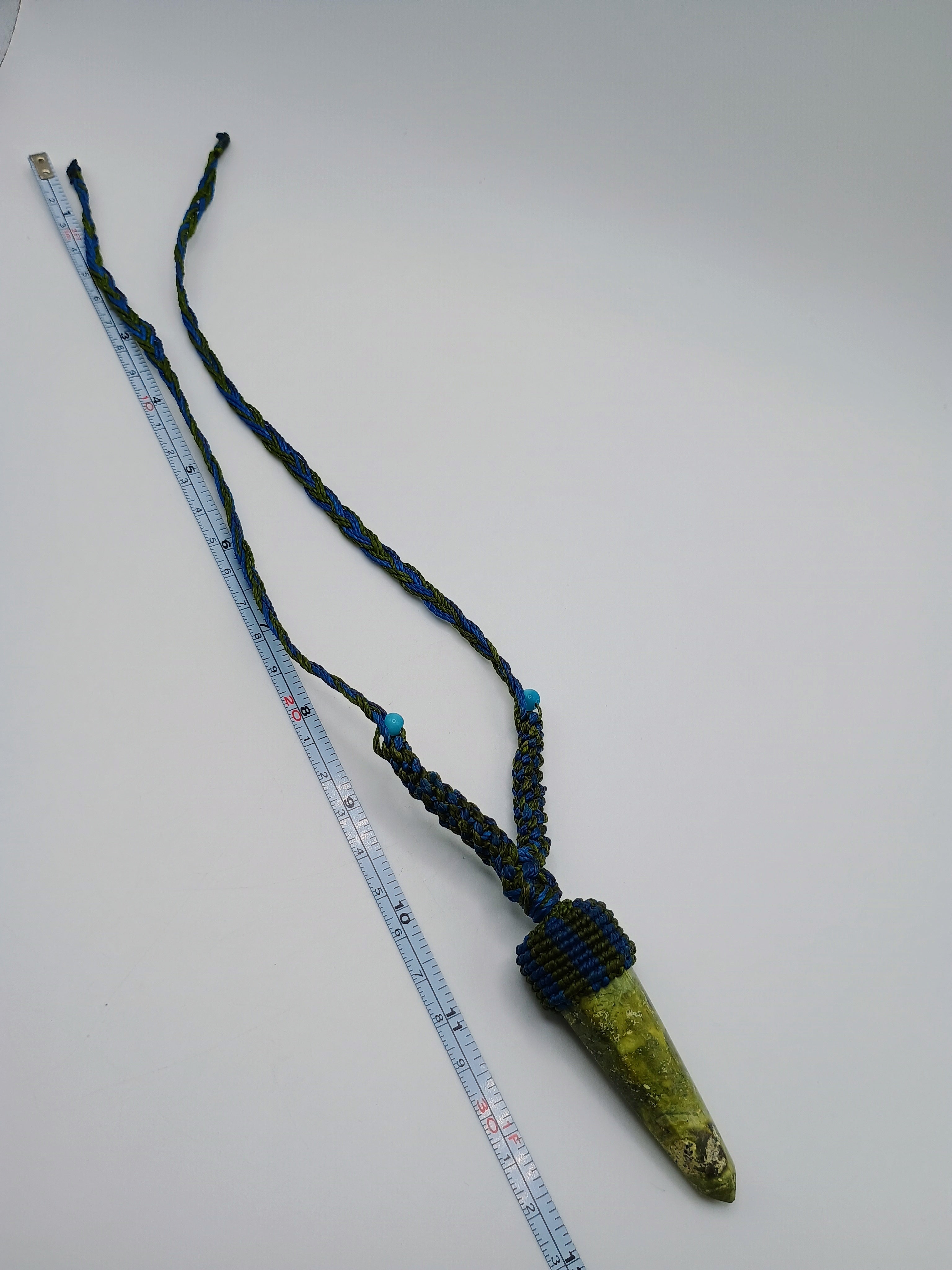 Handmade Macrame Necklace with Natural Serpent Stone, Spiritual Amulet