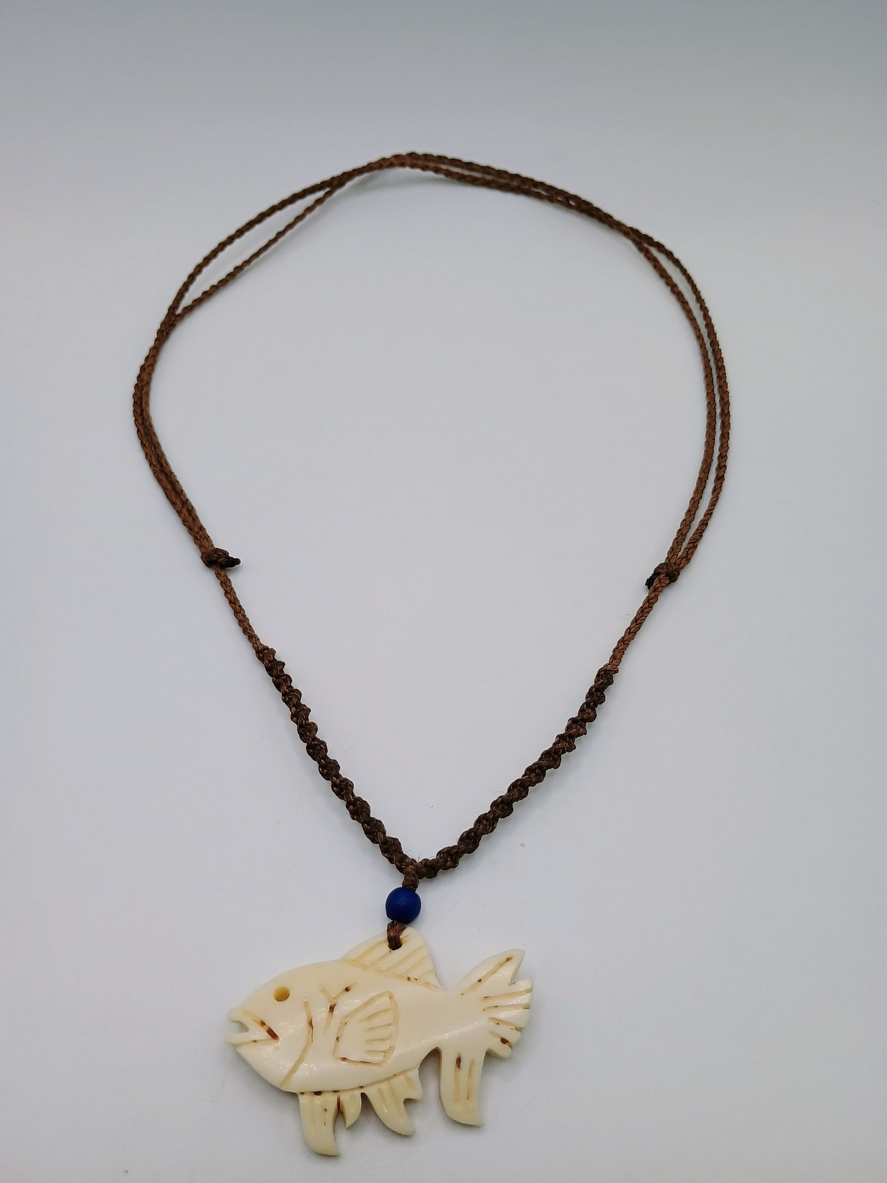 Macrame Fish Pendant Necklace Made in Peruvian Handicrafts