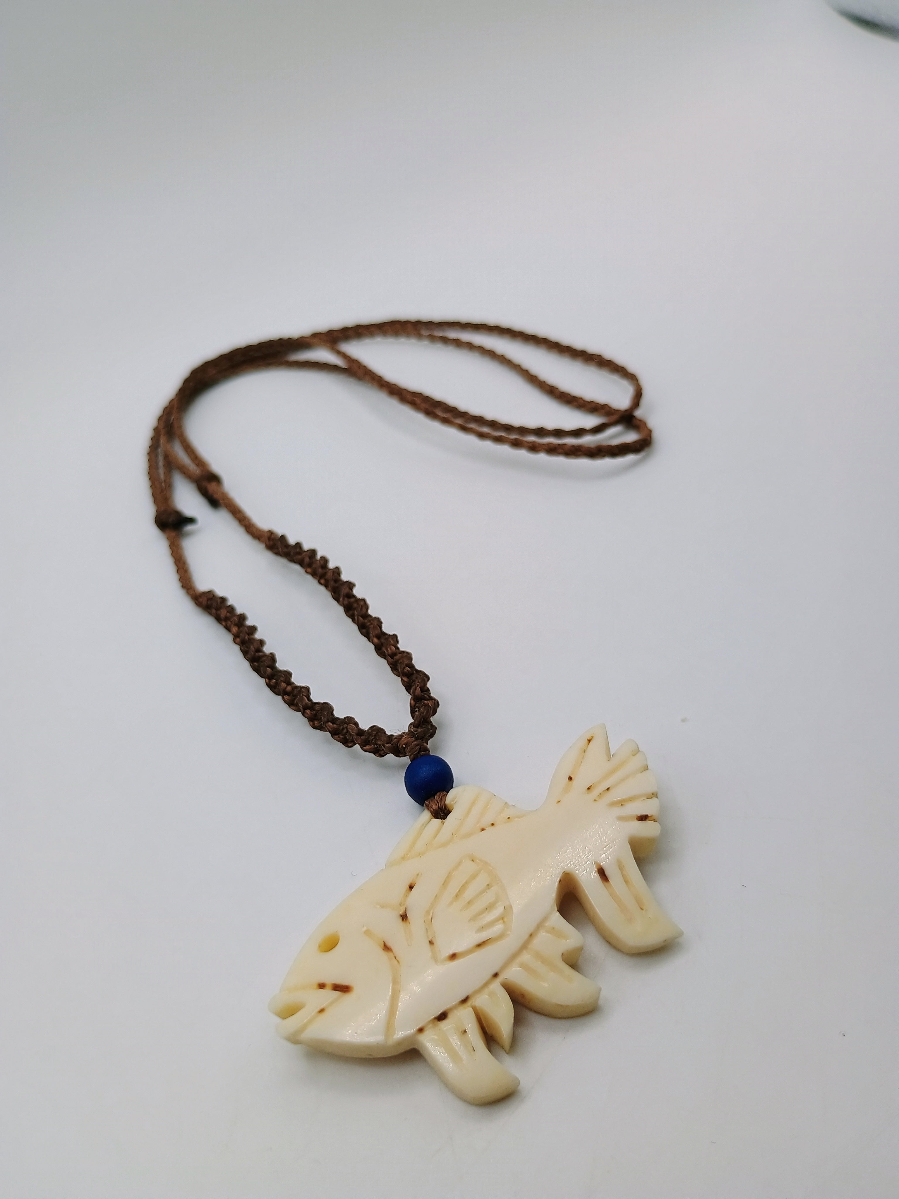 Macrame Fish Pendant Necklace Made in Peruvian Handicrafts