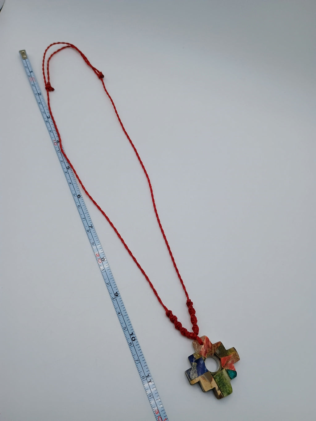 Handmade Inca Chakana Necklace, Andean Cross Carved with Mother-of-Pearl