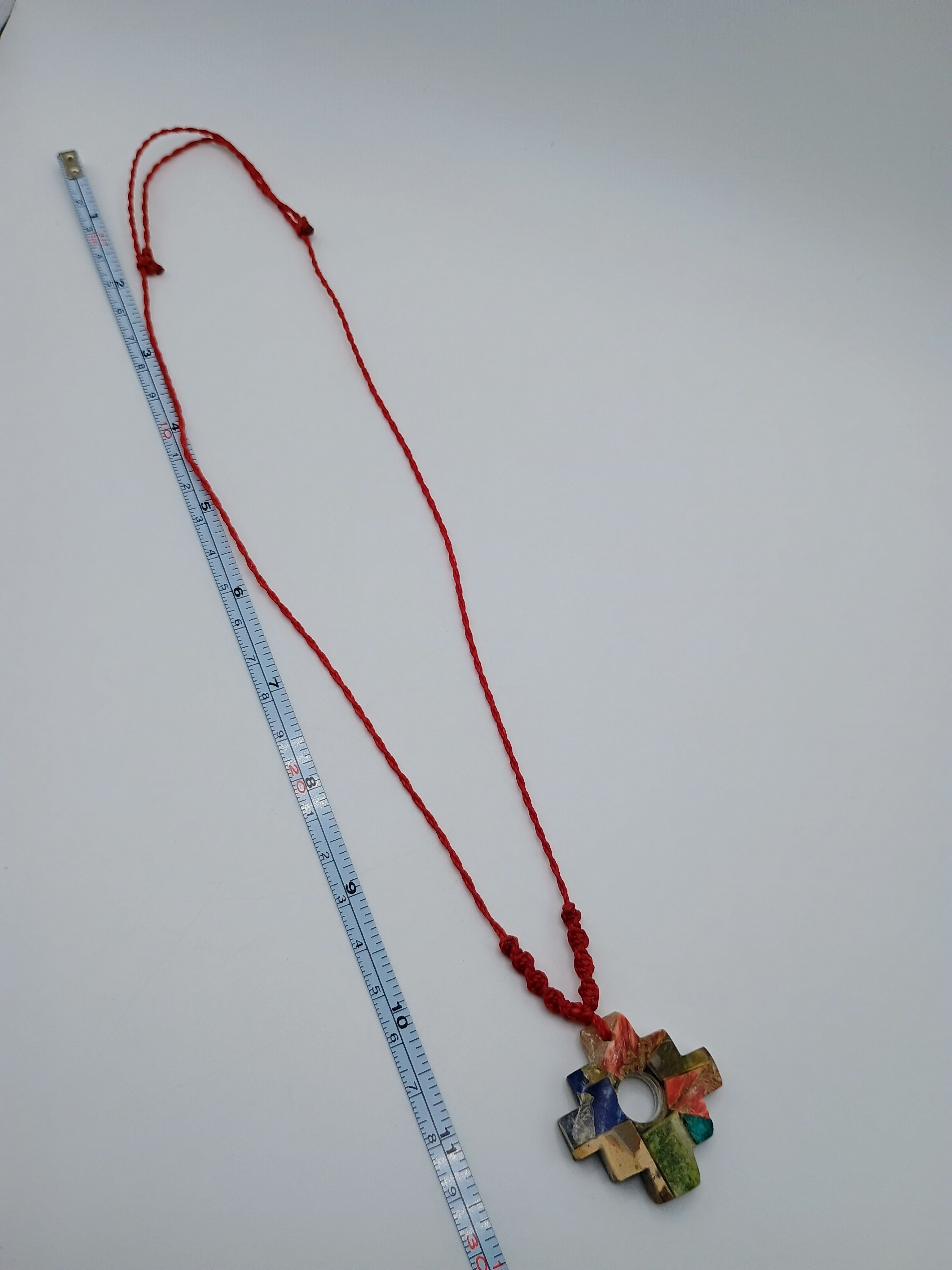 Handmade Inca Chakana Necklace, Andean Cross Carved with Mother-of-Pearl