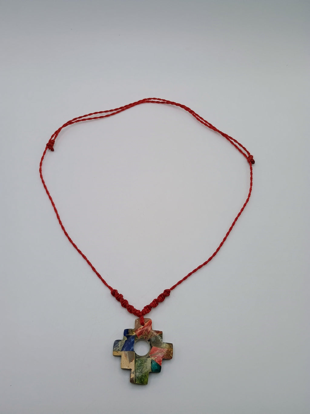Handmade Inca Chakana Necklace, Andean Cross Carved with Mother-of-Pearl